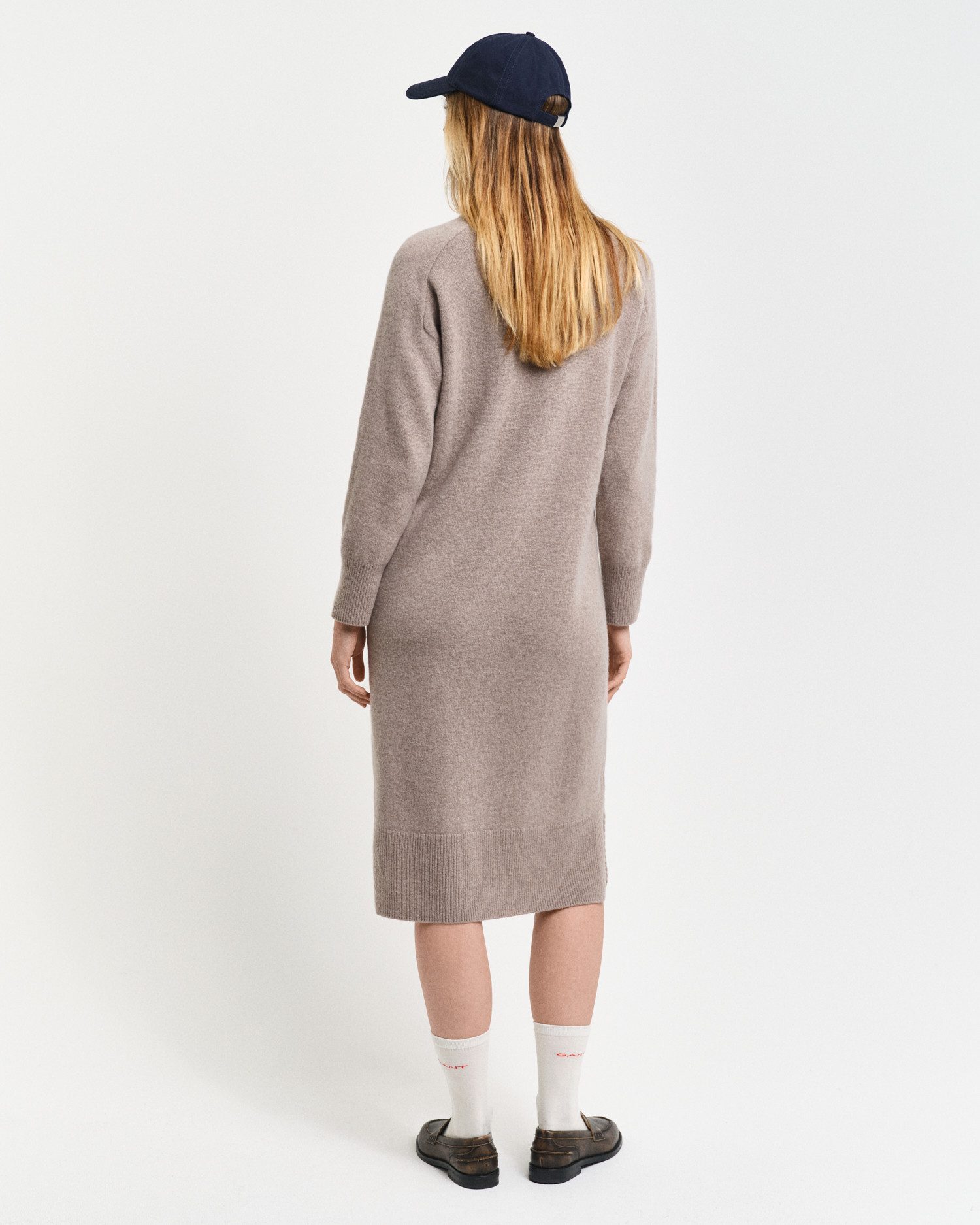 Gant Midi-jurk HERRINGBONE DETAIL ROLLNECK DRESS