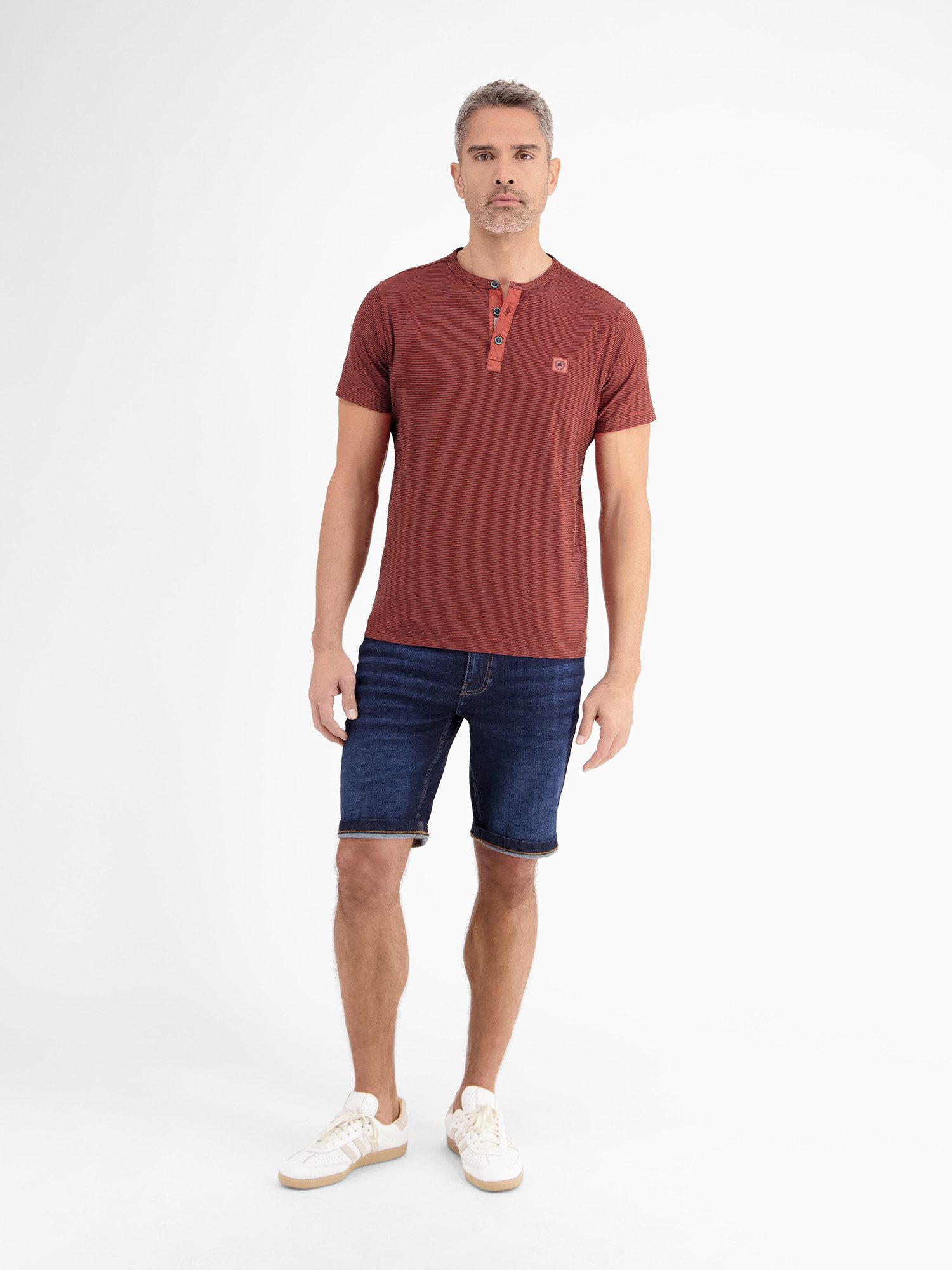 Lerros Henleyshirt LERROS heren serafino-shirt, gestreept