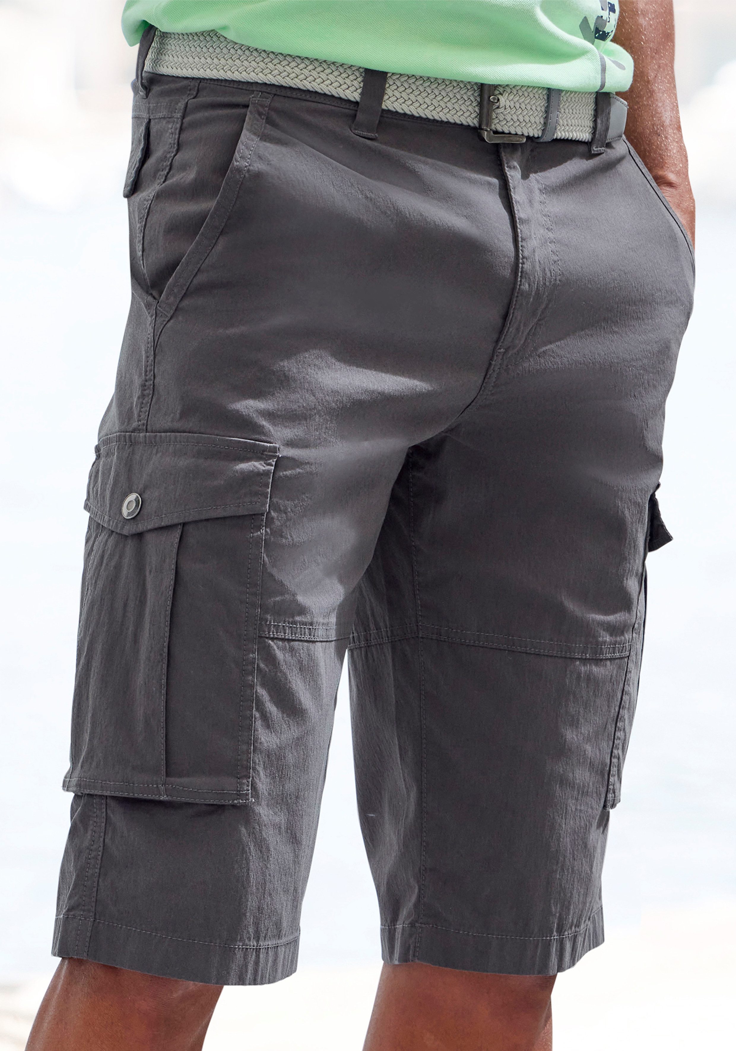 John Devin Cargobermuda Van elastische katoenmix met zijzakken 3 4 shorts