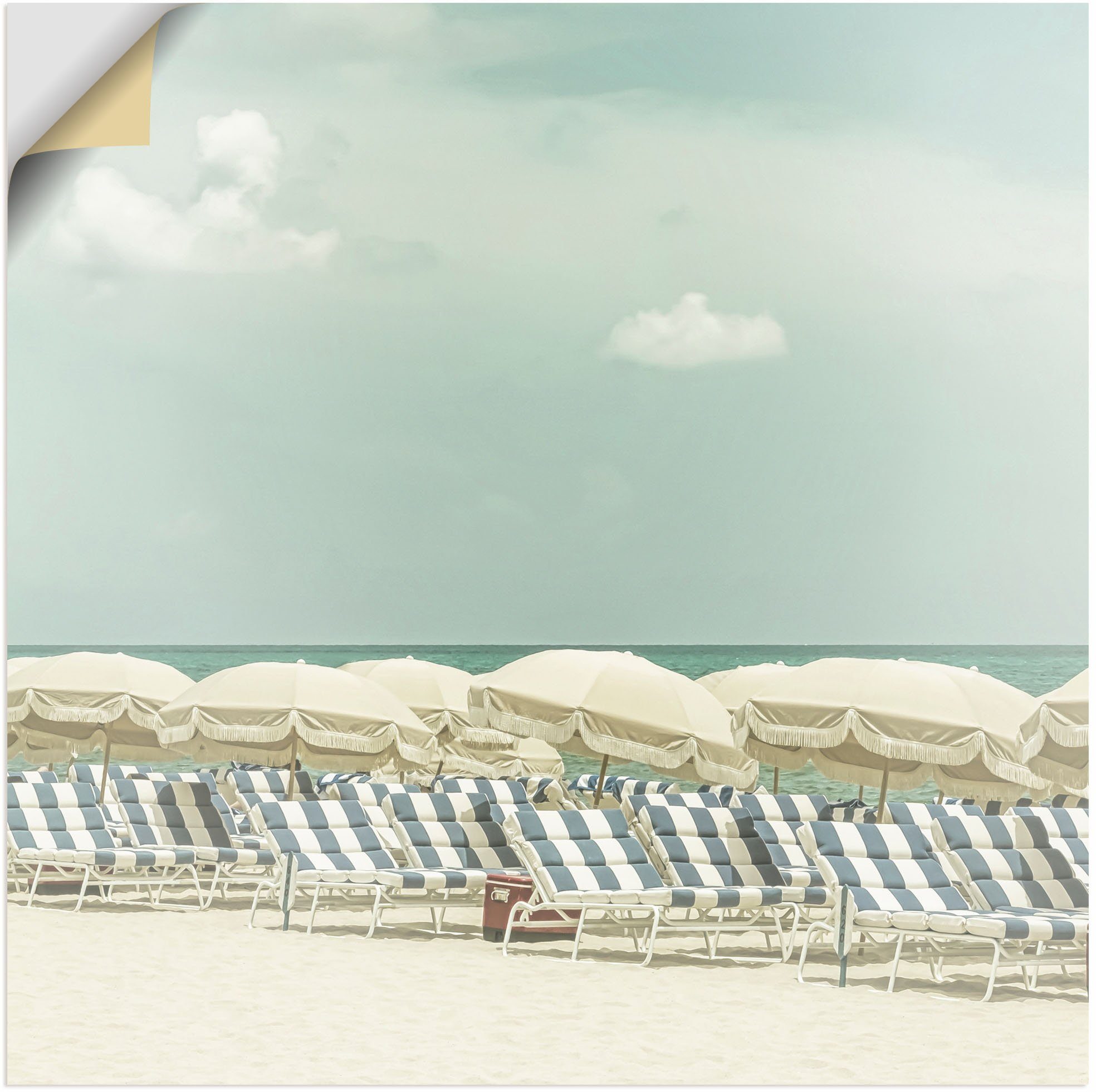 Artland Wandfolie Vintage strand idylle wandstickers blauw