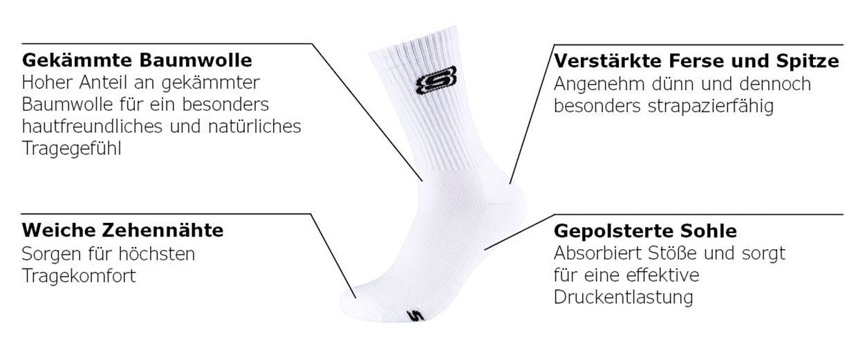 Skechers Sokken Cushioned met versterkte hiel & punt voor lange duurzaamheid (set 4 paar)