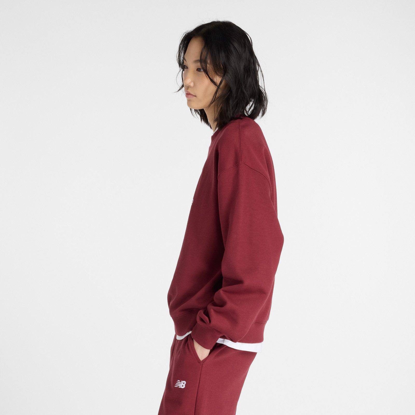 New Balance Sweatshirt Sport Essentials French Terryogo CrewONARCH BURGUNDY