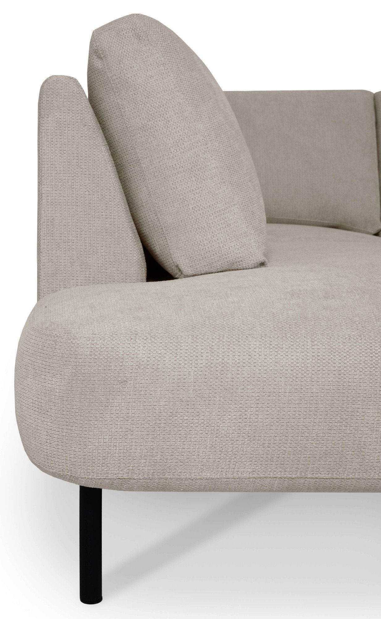 Places of Style Zithoek Cesola in zachte chenille-stof, breedte 327 cm, met zwarte metalen poten