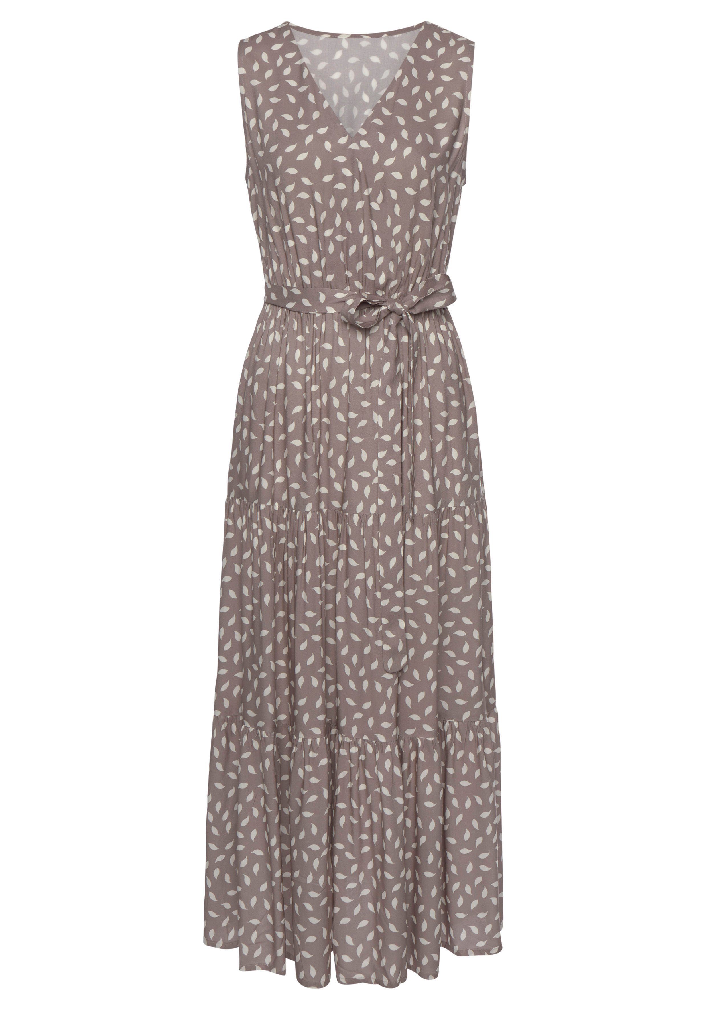 Vivance Maxi-jurk en all-over print, zomerjurk met split (Met een bindceintuur)