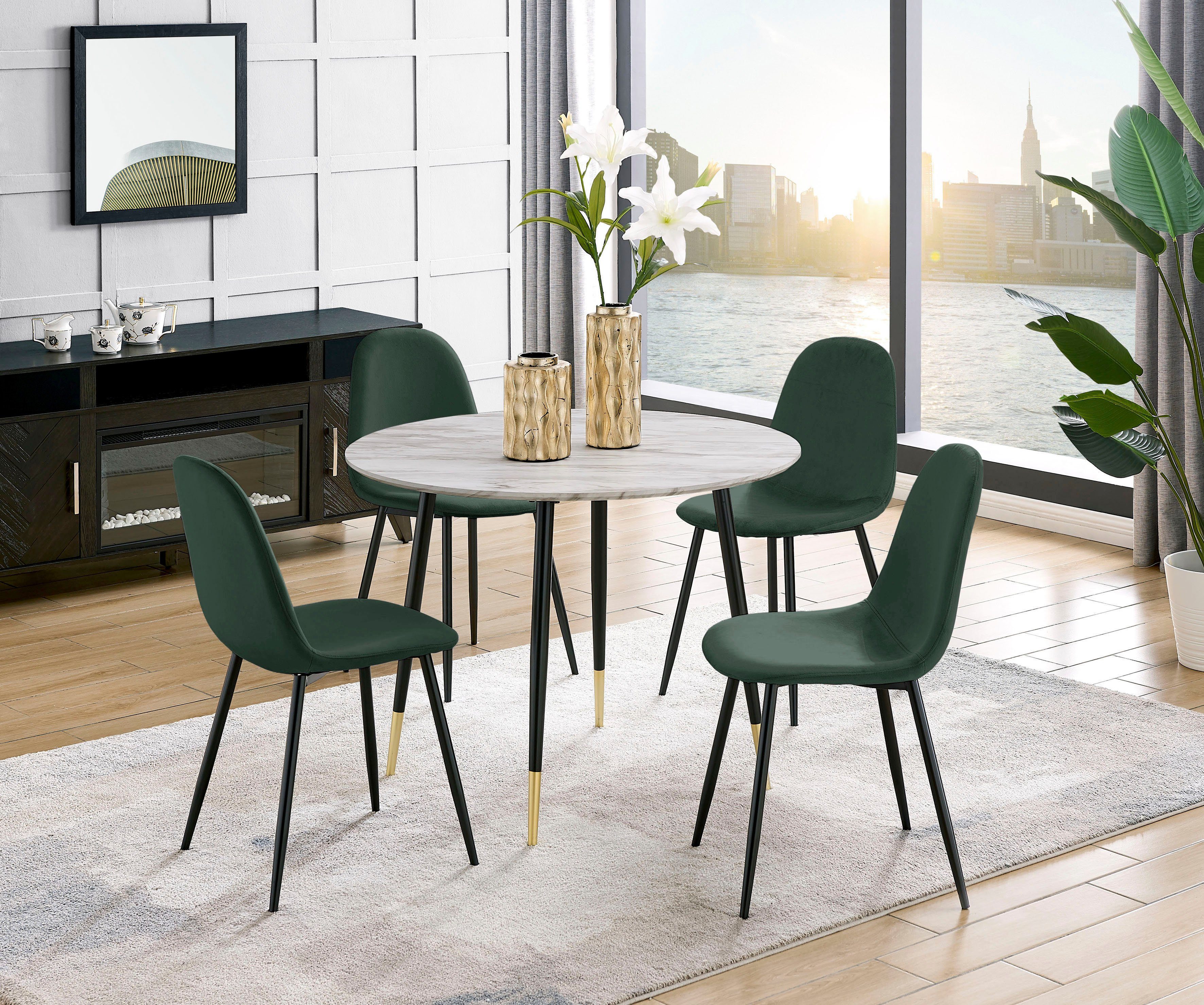 Leonique Eetkamerstoel Eadwine, TOPSELLER! Stoel, keukenstoel, 4-poot stoel, OTTOs keuze (set) 4 poot stoelen groen
