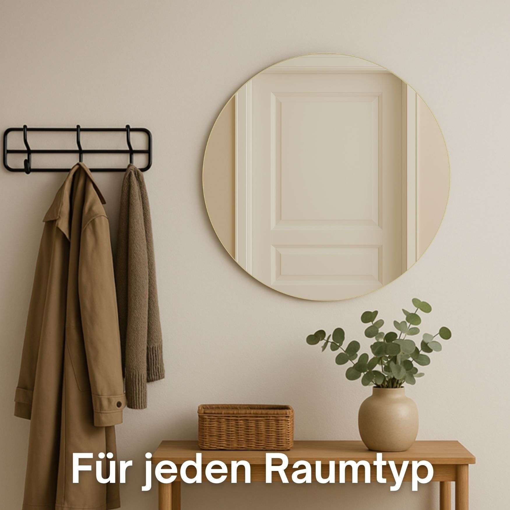 Loevschall Wandspiegel Refine, ronde wandspiegel voor alle ruimte types, stijlvolle lijst