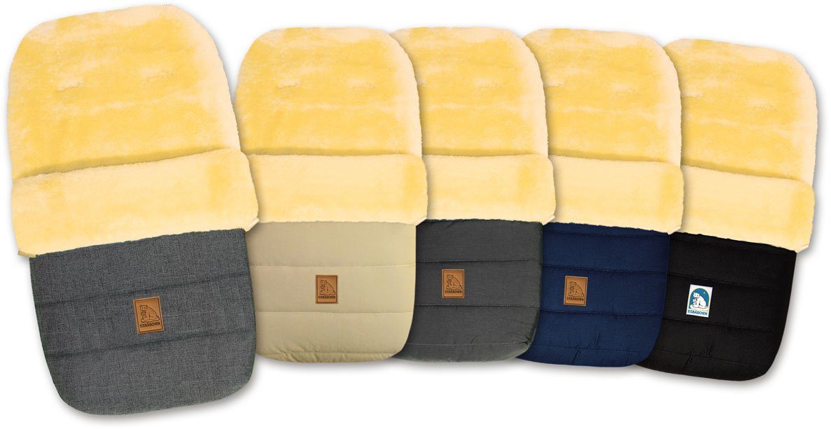 Heitmann Felle Voetenzak Eisbärchen - Lamsvacht wintervoetsak - Premium kwaliteit met echte lamsvacht, voor kinderwagen, buggy, 5 gordelsleuven, wasbaar
