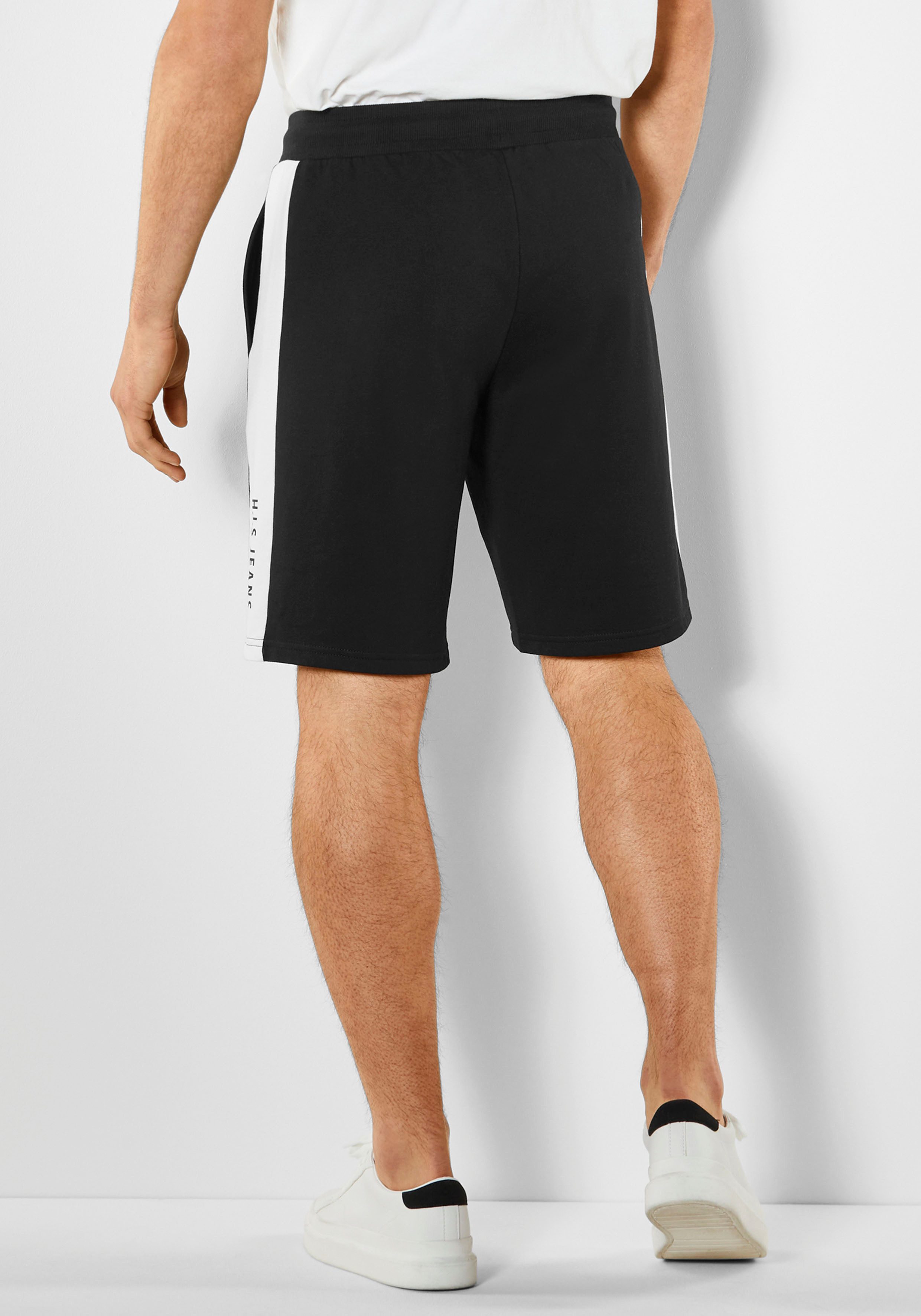 H.I.S Sweatshort opzij strepen met logoprint