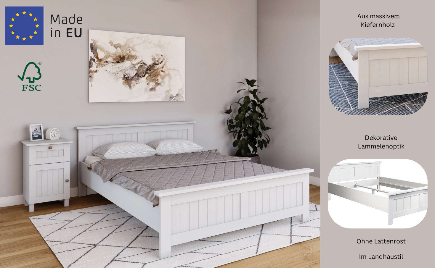Home affaire Massief houten ledikant Juventus, Bed, Massiefhouten bed, Houten bed, Bedframe