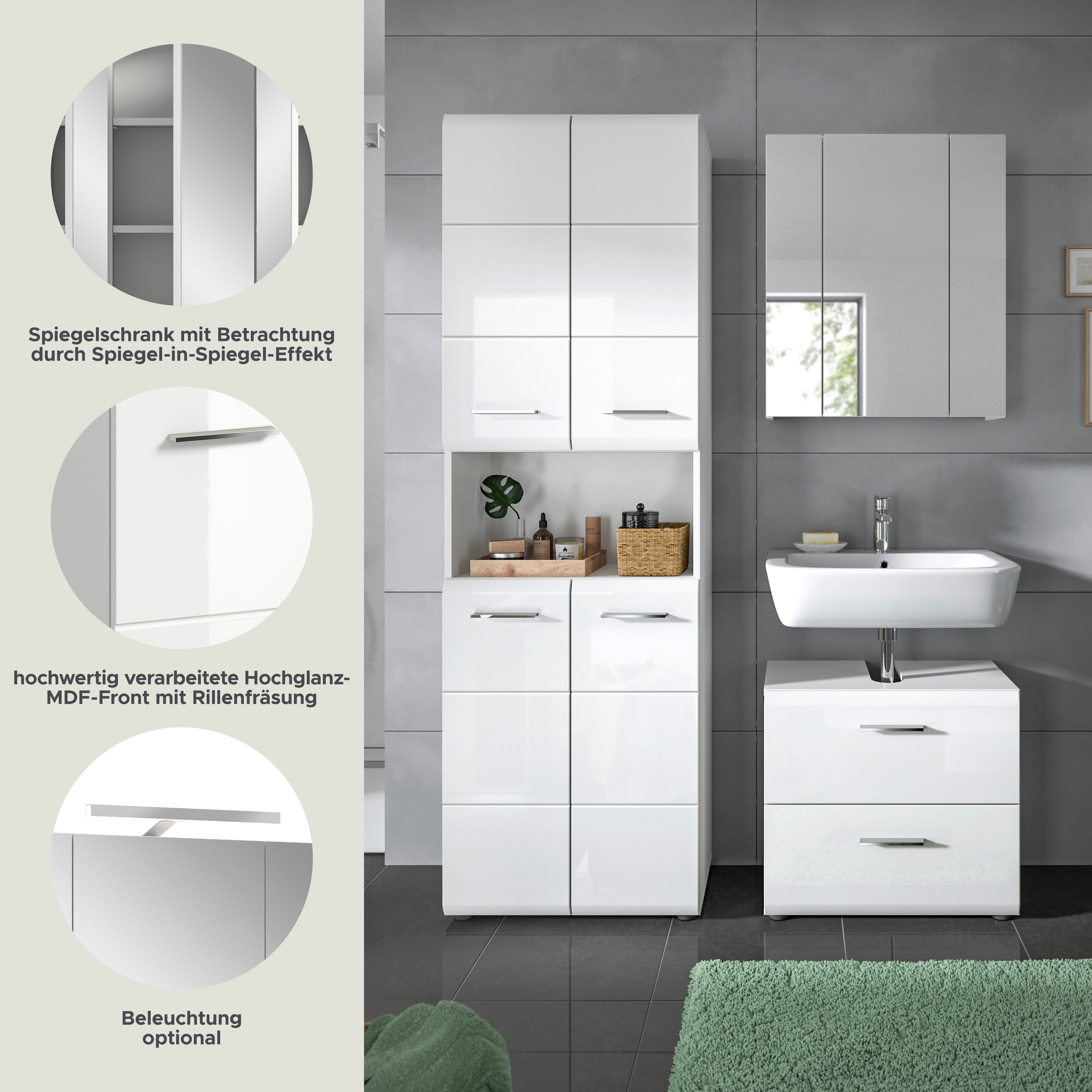 INOSIGN Badmeubelset FLORENZ, TOPSELLER!, 3-delige badcombinatie, hoogwaardige MDF-front