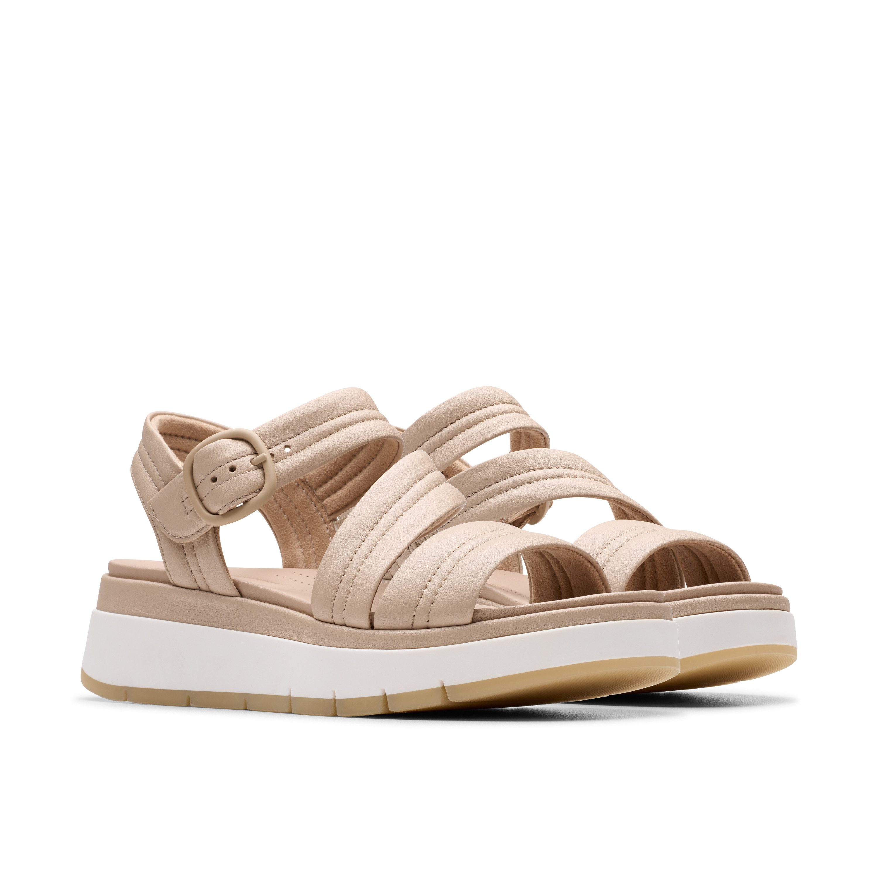 Clarks Sandalen Tuscan Strap , sandalette, flats, zomerschoen met plateausool dames sportieve sandalen maat 38 beige