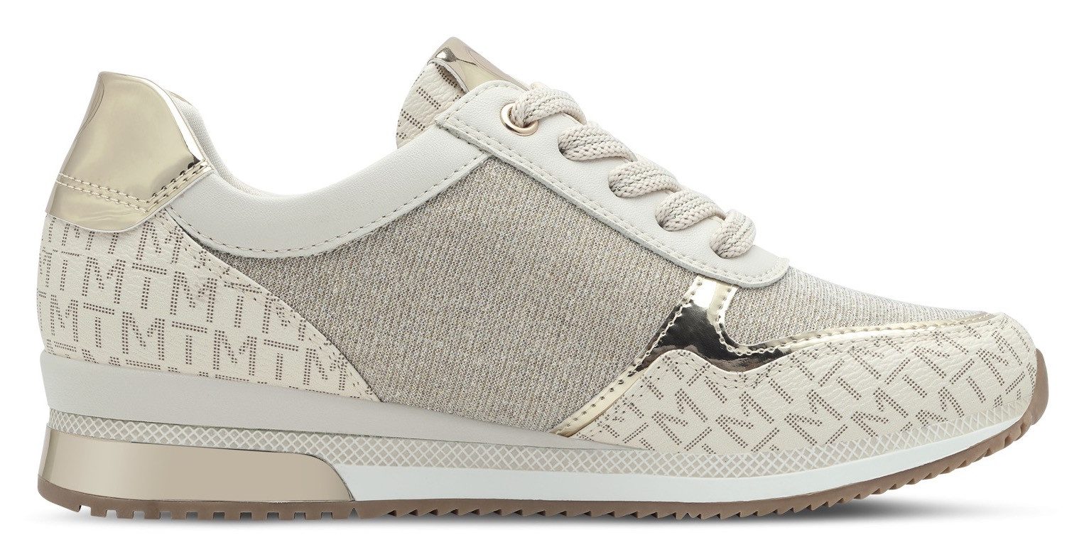 Marco Tozzi Sneakers met sleehak , vrijetijdsschoen, halfschoen, veterschoen met logo-print