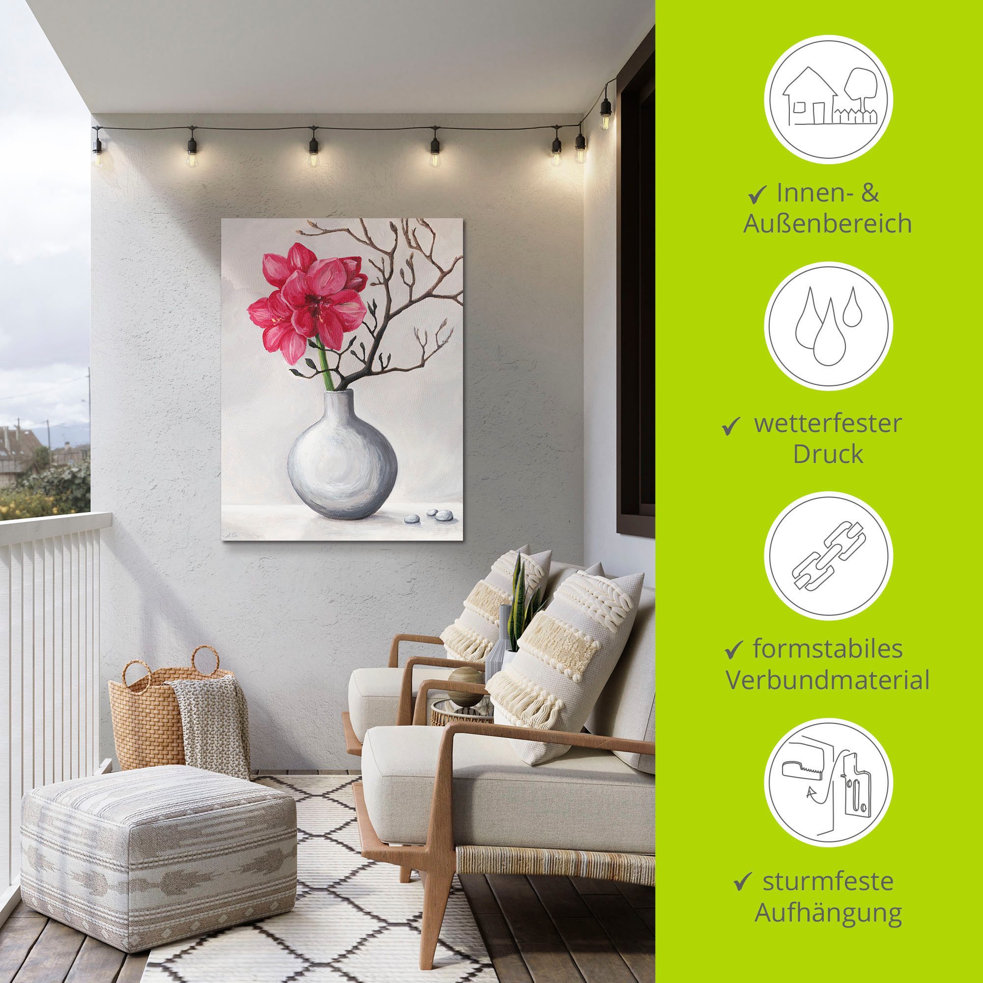 Artland Artprint Rode amaryllis als artprint van aluminium, artprint voor buiten, artprint op linnen, poster in verschillende maten. maten