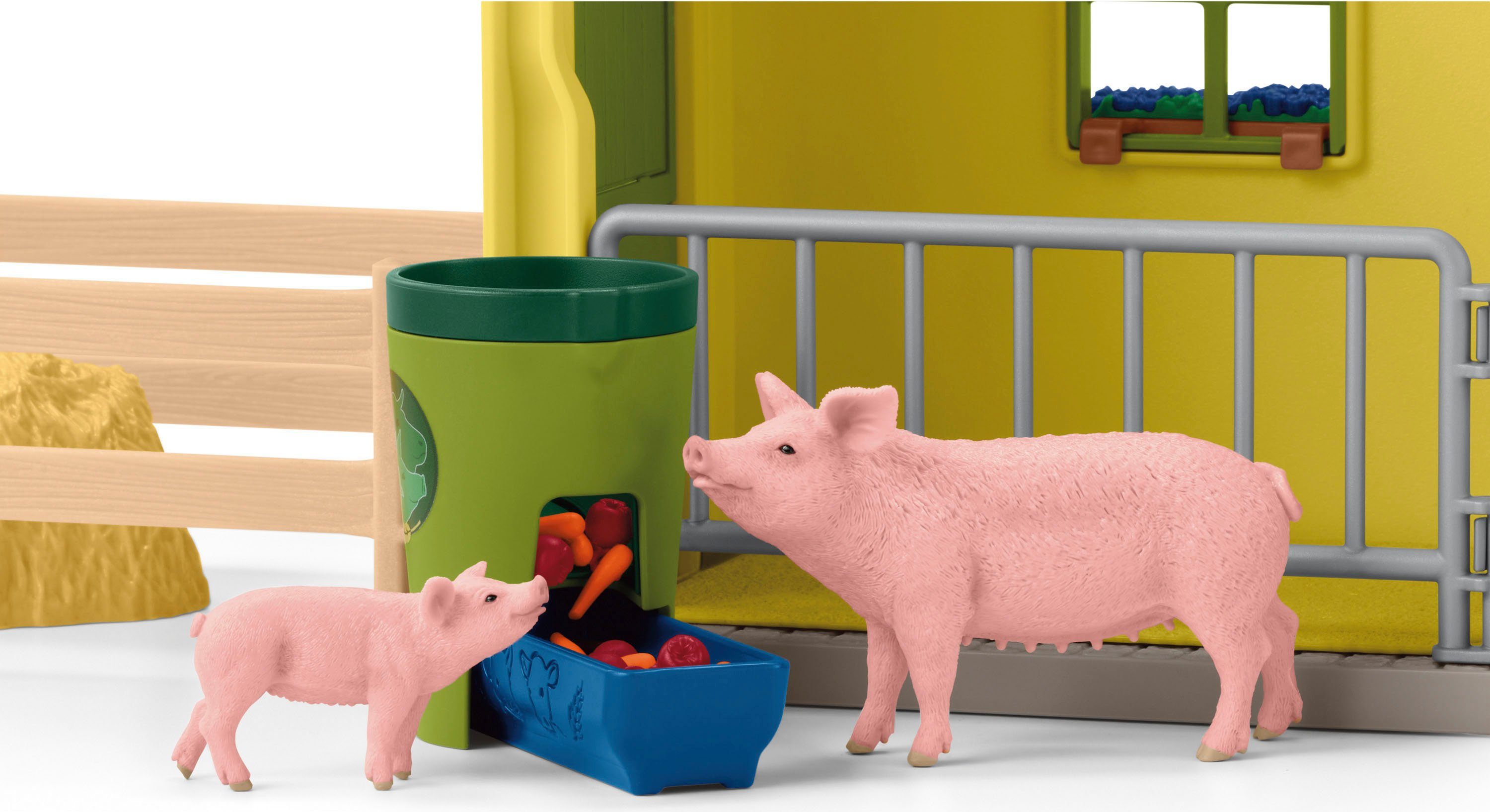 Schleich® Speelwereld FARM WORLD, Grote stal met dieren en accessoires (42605)