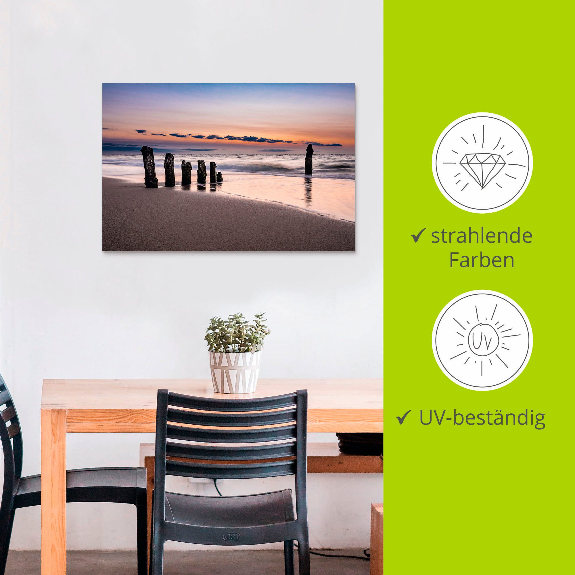 Artland Artprint Blik op de kust van de Oostzee als artprint van aluminium, artprint op linnen, muursticker, verschillende maten