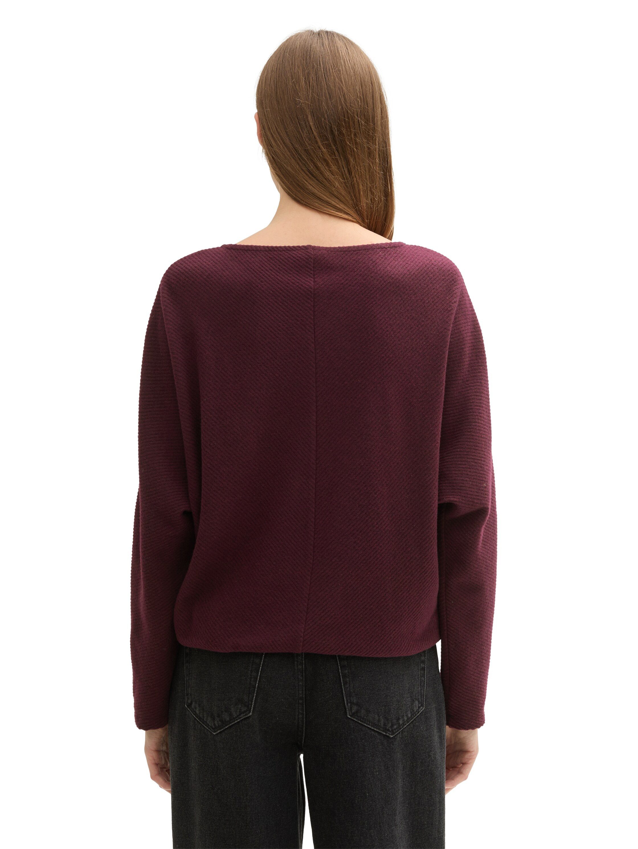 Tom Tailor Shirt met vleermuismouwen met ronde halslijn en structuur-look