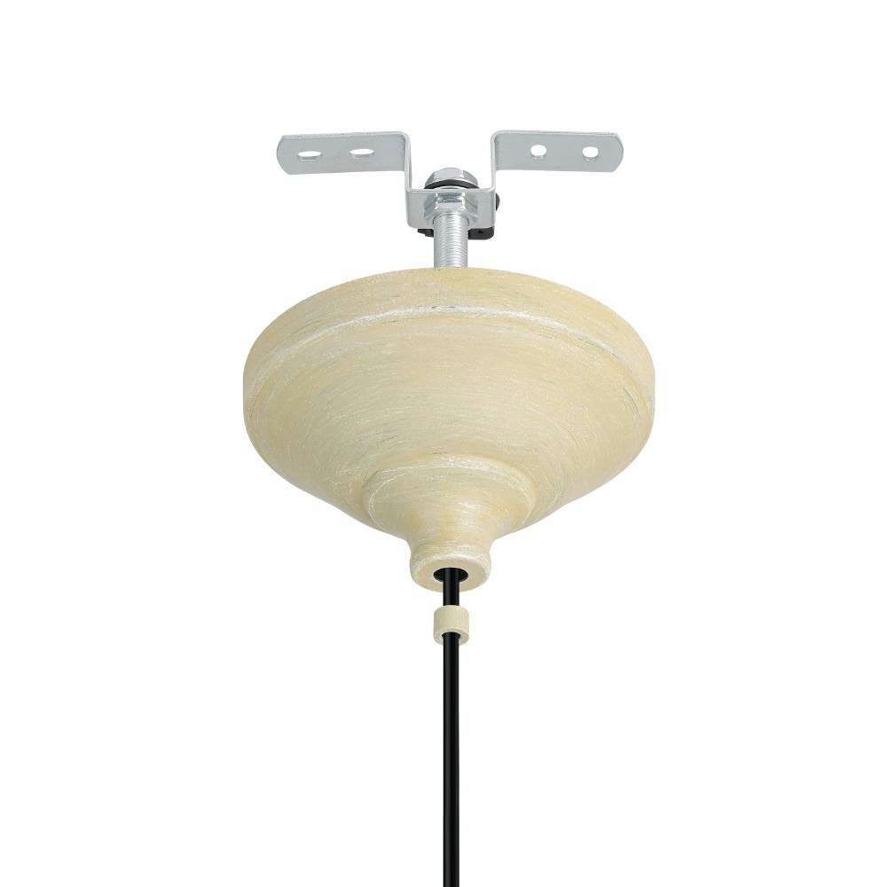 EGLO Hanglamp AMSFIELD Hanglamp, staal, hout in natuurlijke kleuren, eettafellamp, E27, Ø 35 cm (1 stuk)