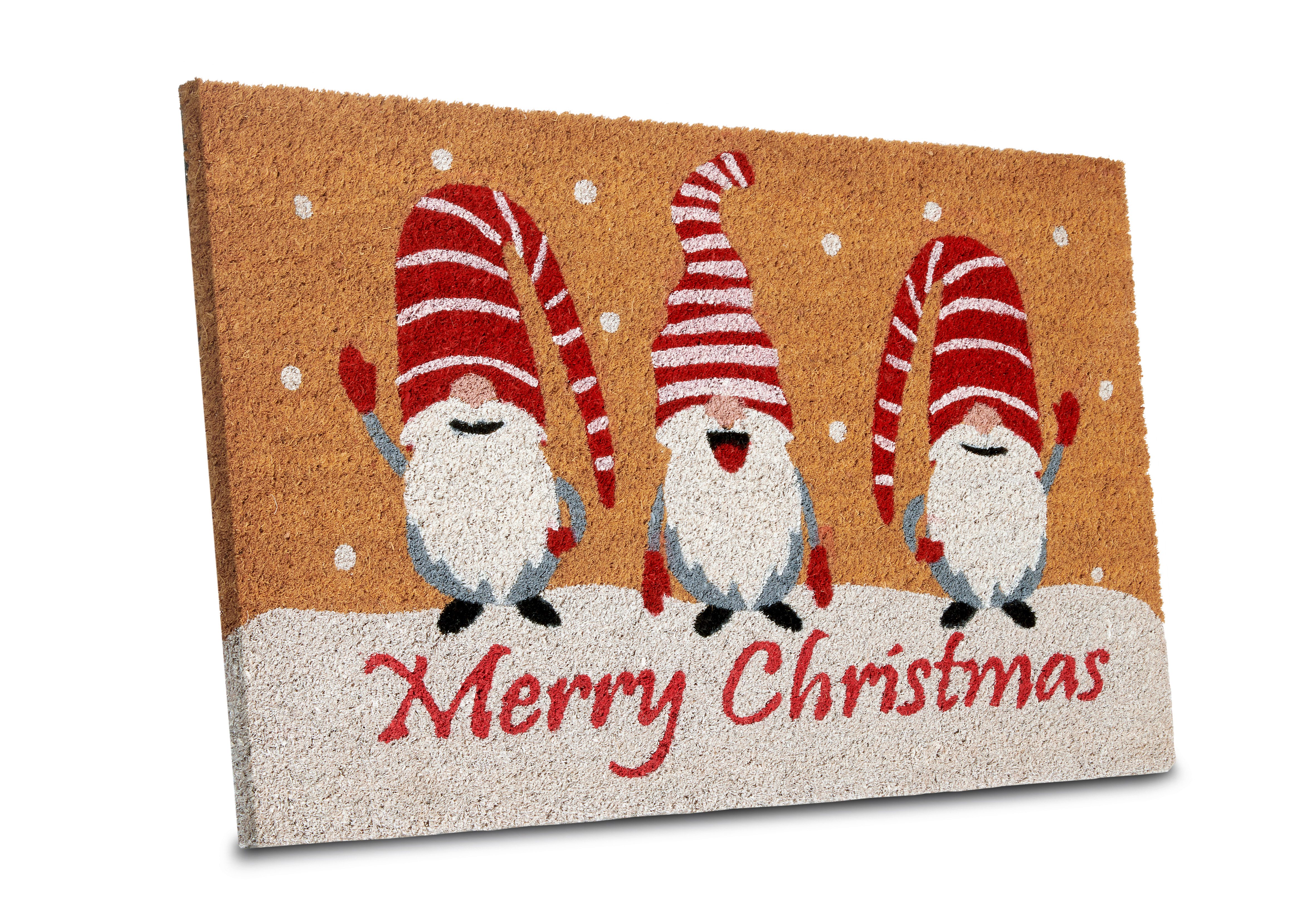 HANSE Home Mat Kokos Gnomes Merry Christmas, deurmat Vuilafstotende mat, antislip, buiten, kerst, kokosmat, dwerg