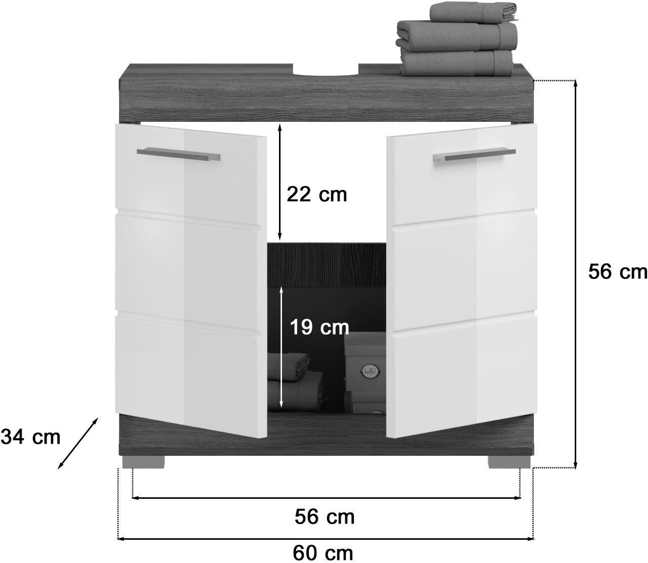 INOSIGN Badkamerserie Siena, 4-delig, bestaande uit: Smalle hoge kast, WBU, spiegelkast, brede hoge kast (set, 4-delig)