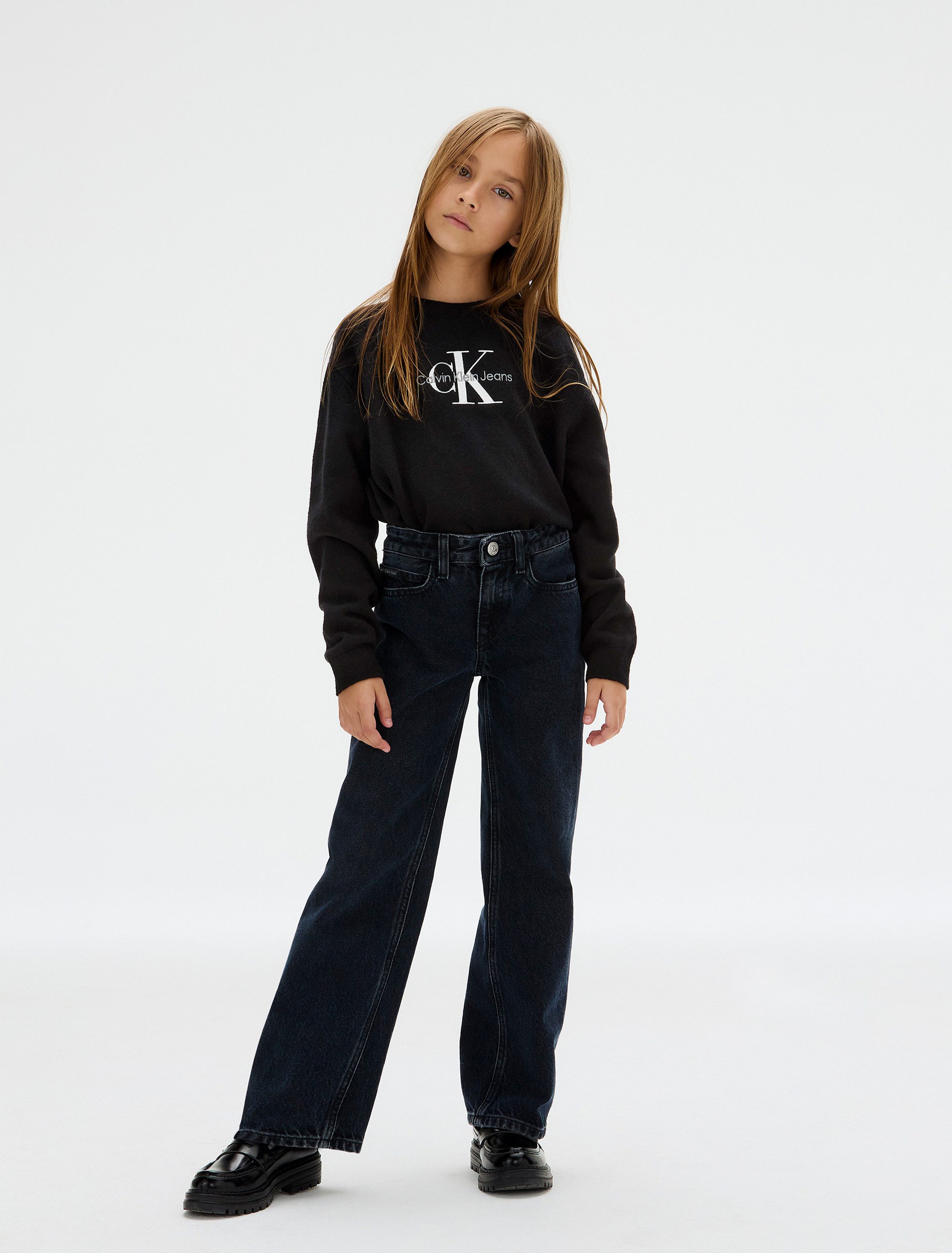 Calvin Klein 5-pocket jeans BARREL SALT&PEPPER GREY voor kinderen tot 16 jaar