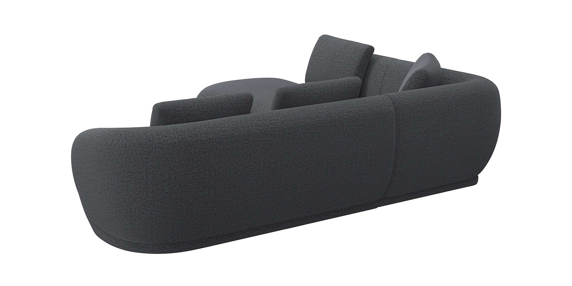 FLEXLUX Hoekbank Torino, rond, L-vorm, bankhoek met ottomane Modern, organisch bankontwerp, koudschuim, golfvering