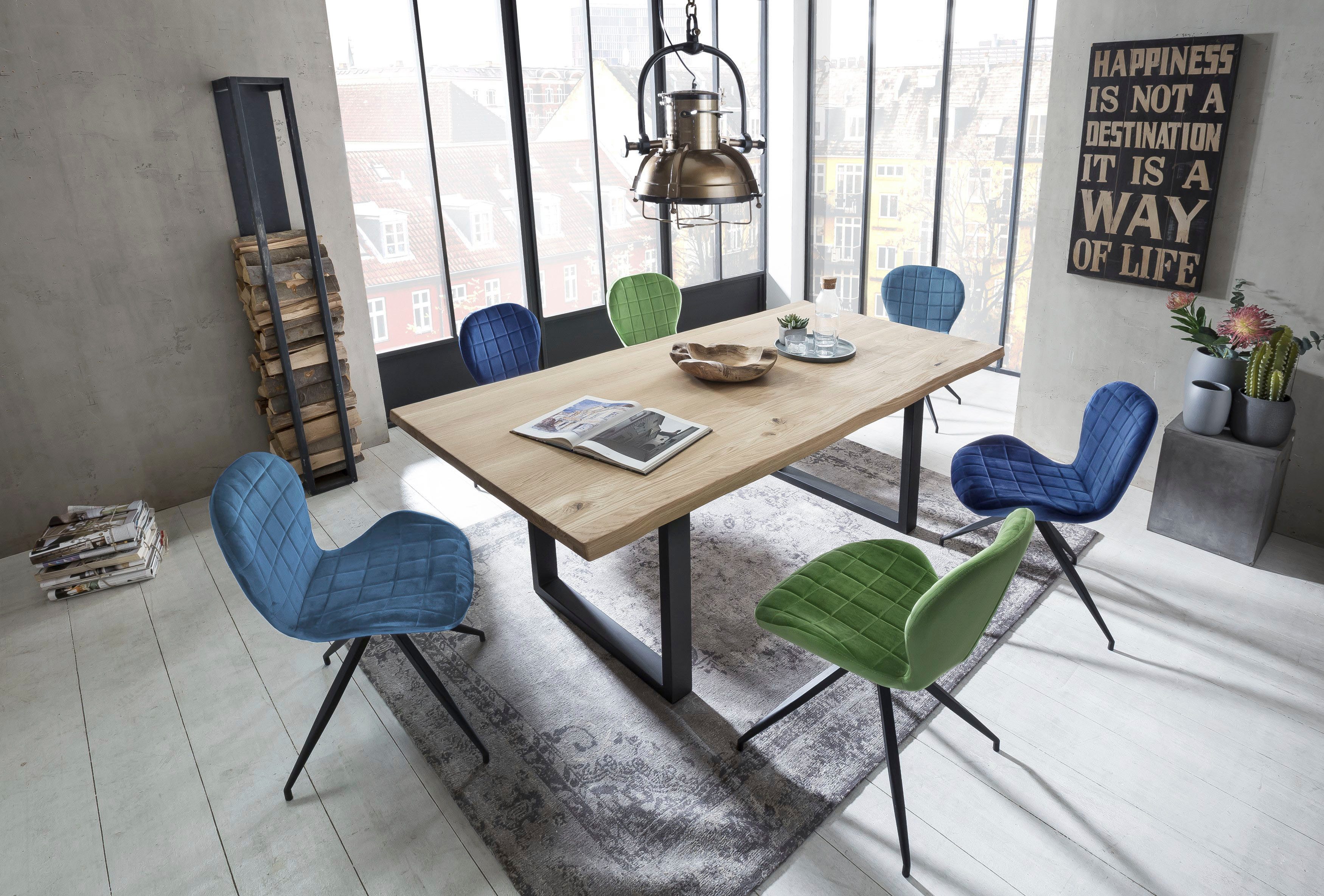 SIT Eettafel Tops&Tables met tafelblad van wildeiken, met boomstamrand, vintage