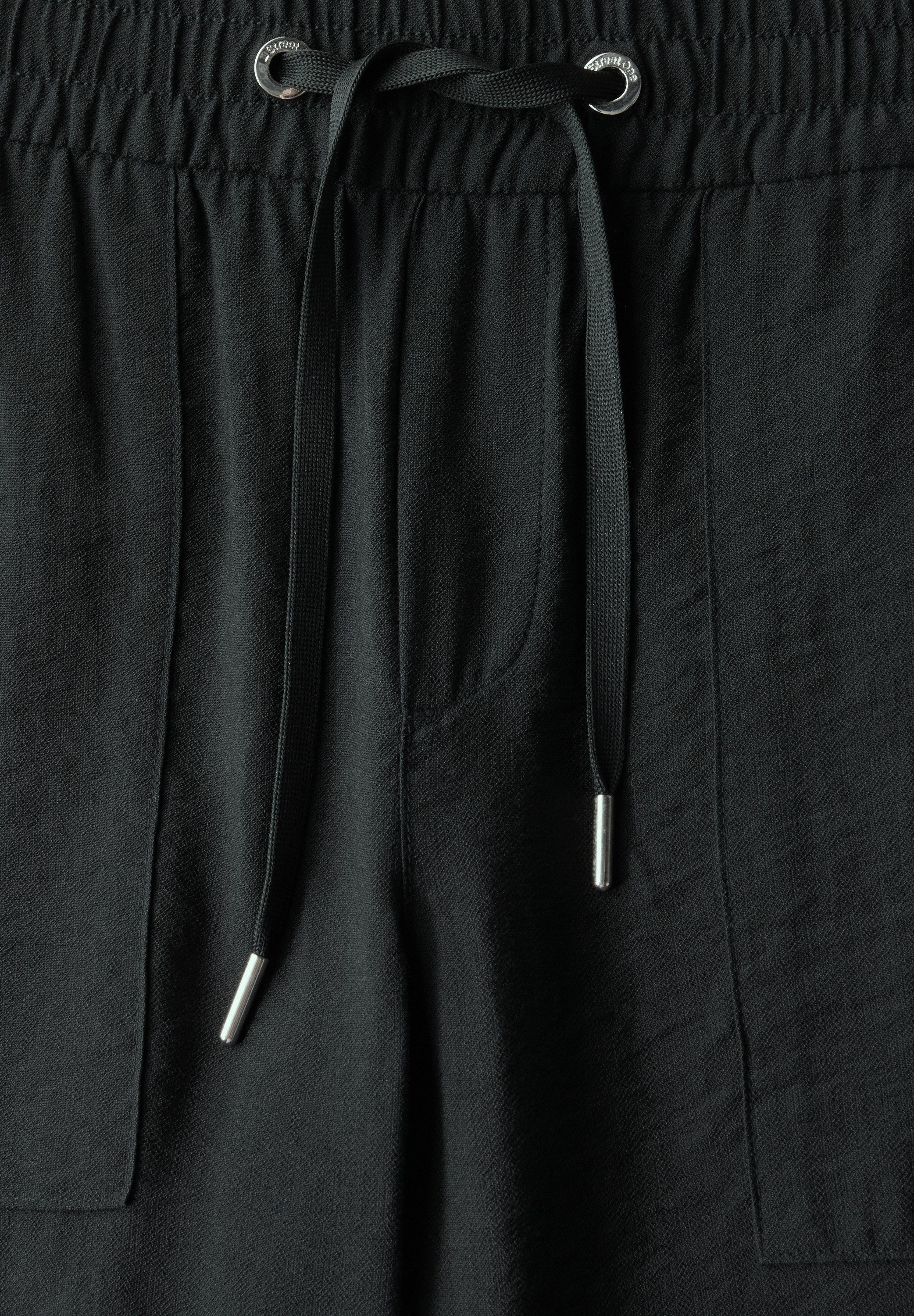 STREET ONE Stoffen broek wijdere pijp, met koord en elastische tailleband