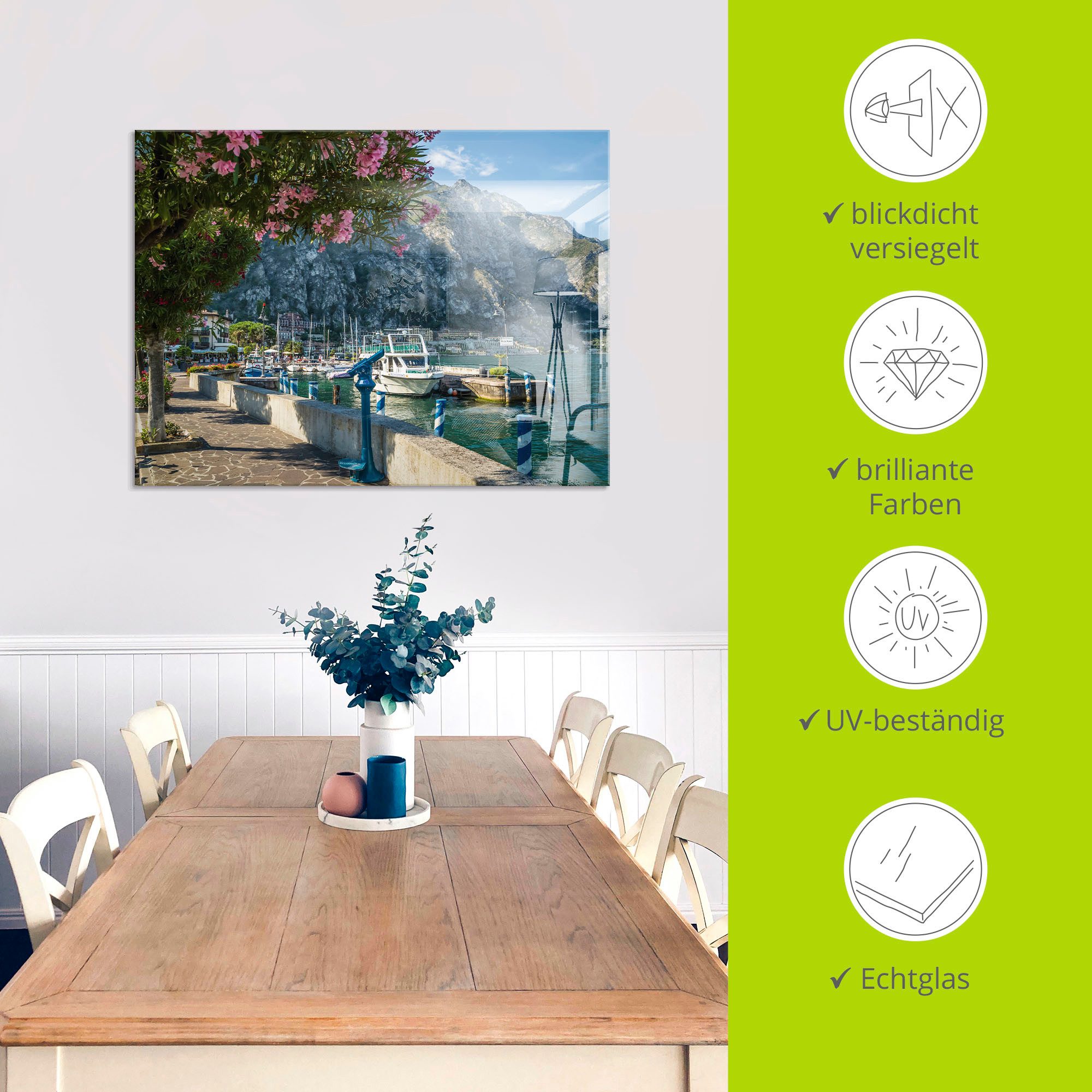 Artland Print op glas Gardameer haven Limone sul Garda I
