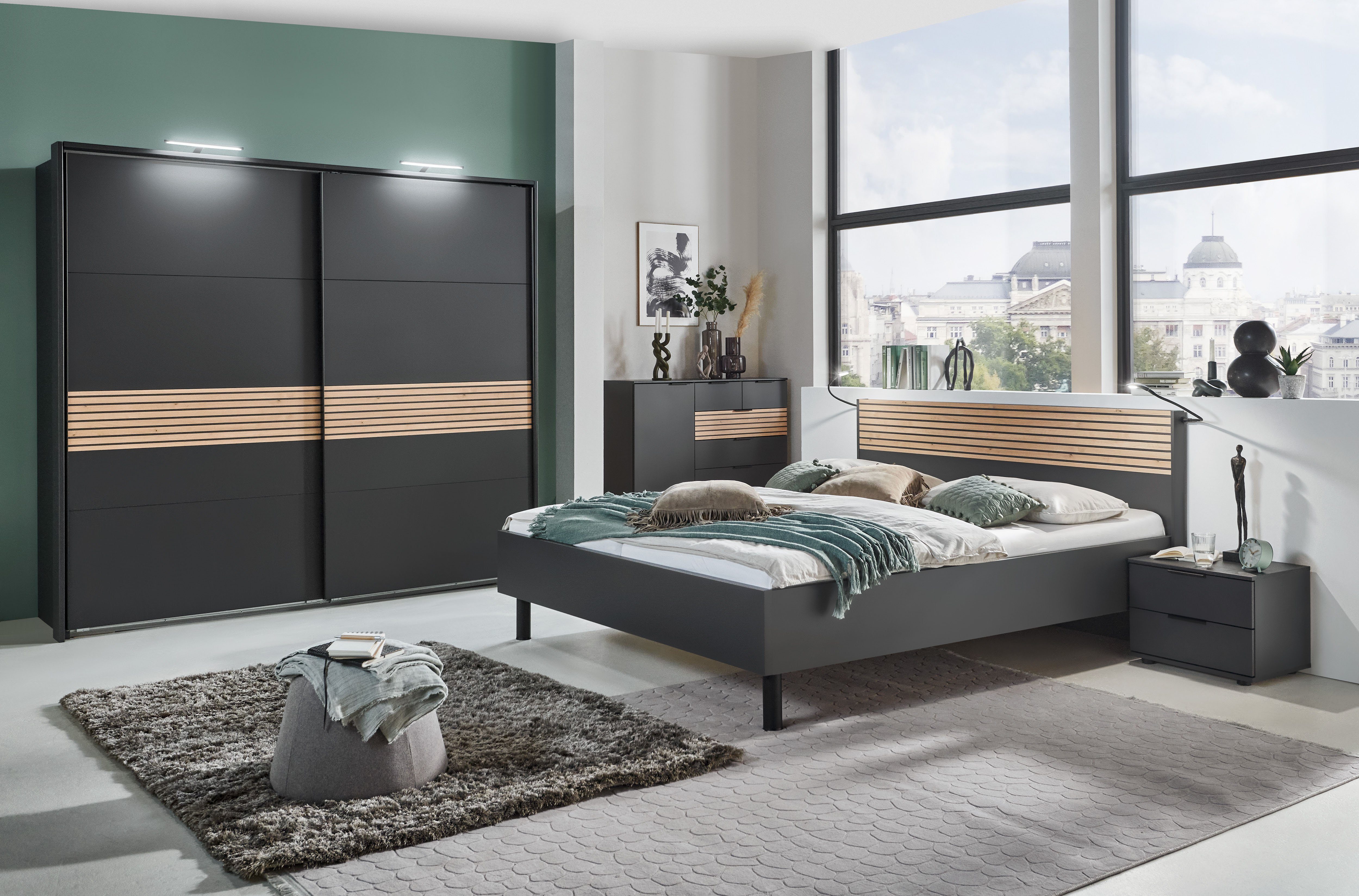 Wimex Schuifdeurkast Rotterdam 2-deurs met decor akoestische lamellen imitatie