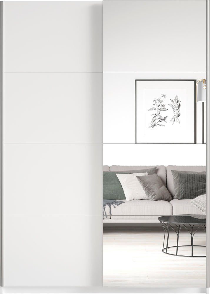 Home affaire Zweefdeurkast Beta schuifdeurkast kledingkast linnenkast met spiegel, inclusief complete indeling, metalen grepen