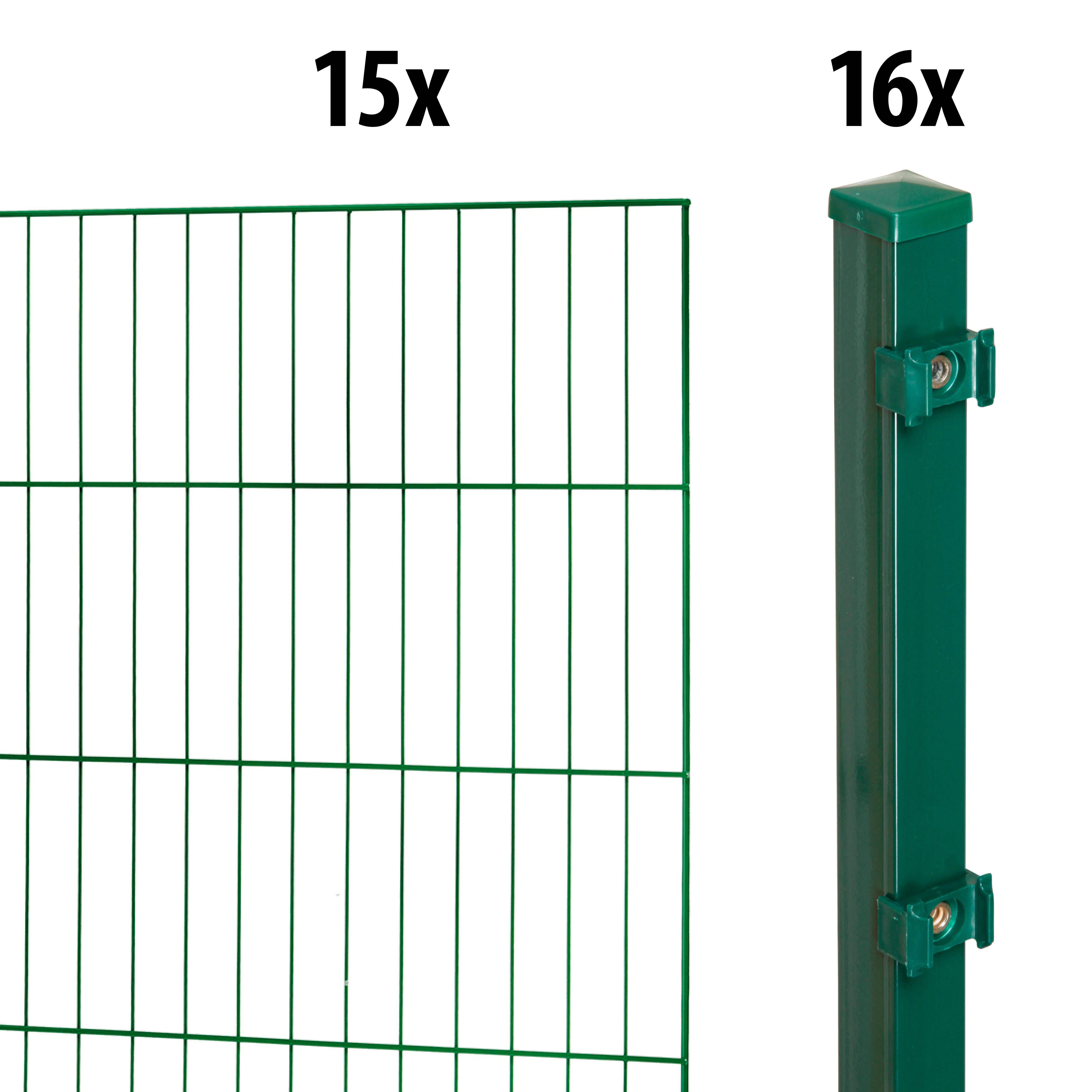GARDEN 'N' MORE Eendraadsafrastering Standaard 15 elementen voor 30 m, lxh: 200 x 175 cm, met 16 palen hekken groen