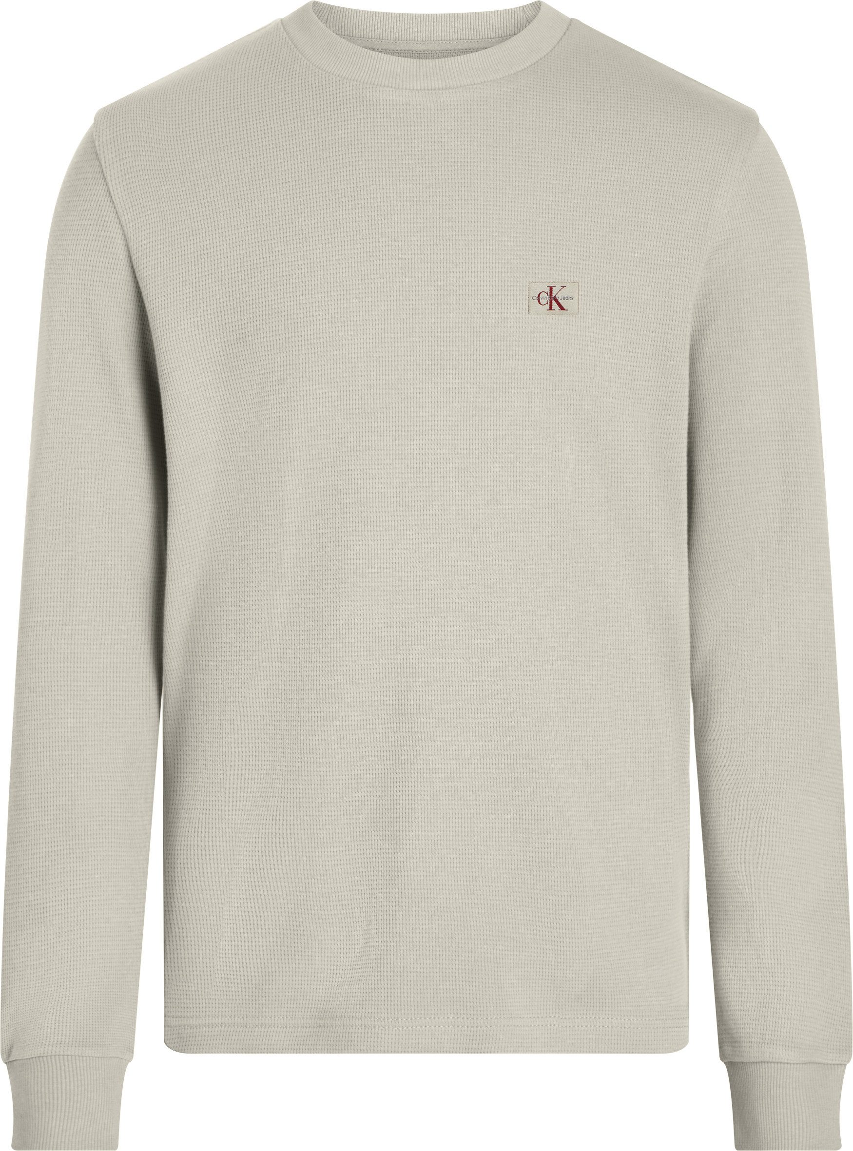 Calvin Klein Shirt met lange mouwen WOVEN LABEL WAFFLE LS TEE