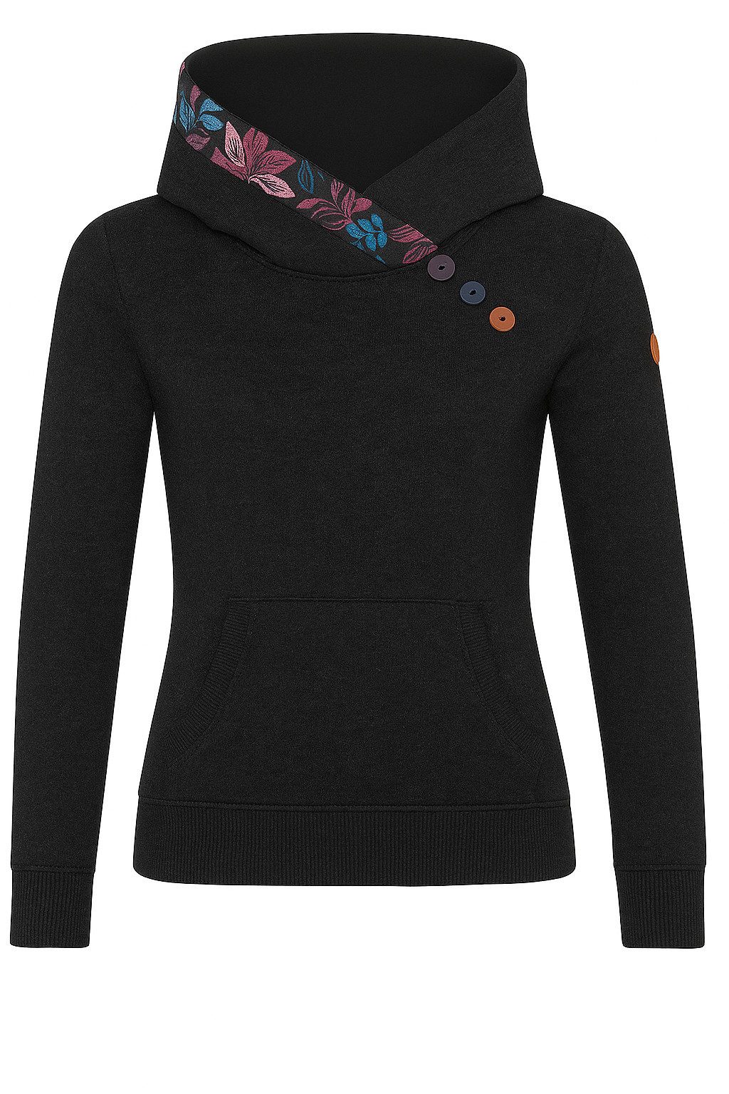 Ragwear Sweatshirt ANGELLIKA FLOWERS O met asymmetrische sjaalkraag