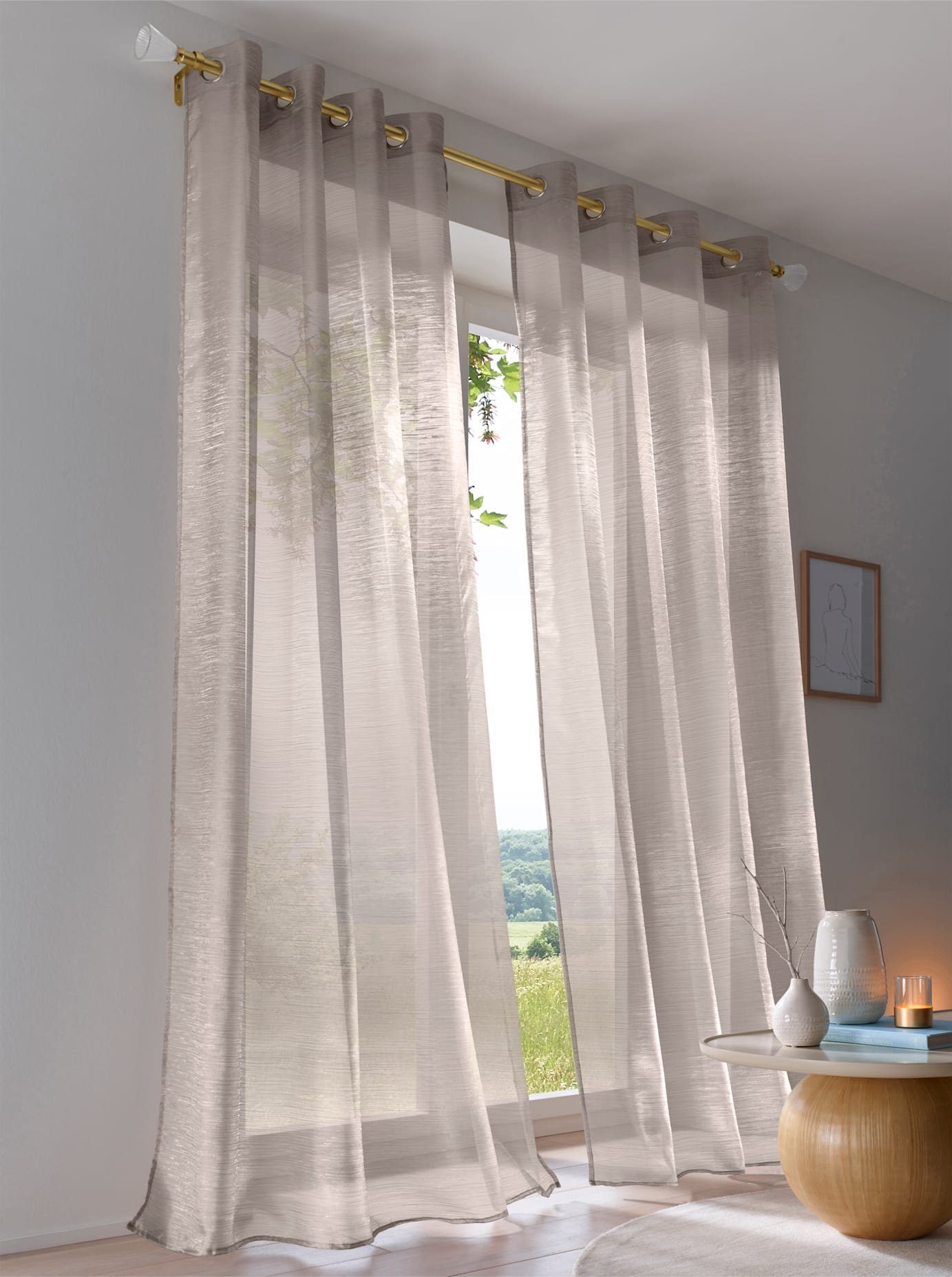 heine home Gordijn (1 stuk) kant & klaar gordijnen maat 135 cm x 145 cm bruin
