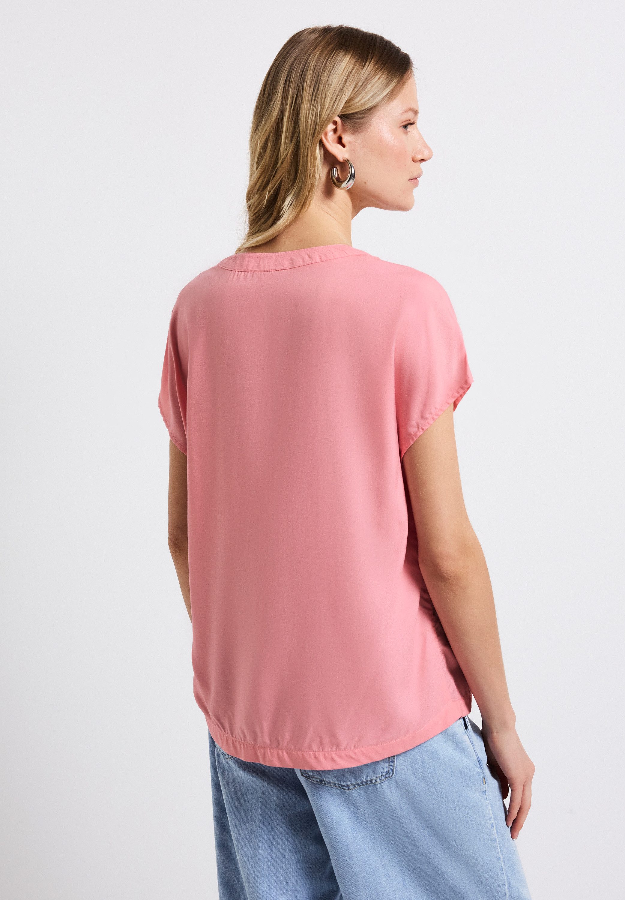 STREET ONE Blouse met korte mouwen Hals met split