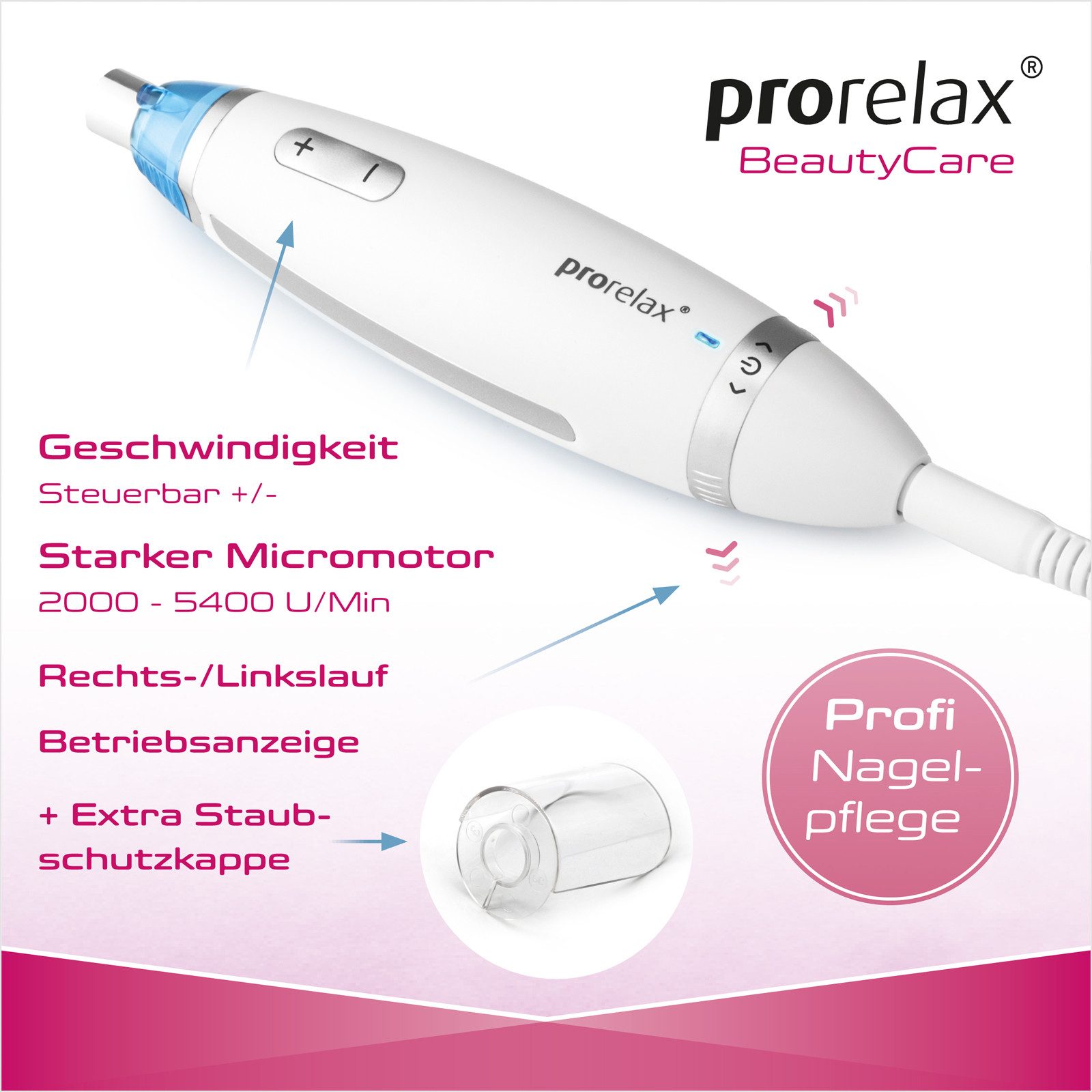 prorelax Manicure-/pedicureset 41540 Perfect 5 opzetstukken, met opbergtas