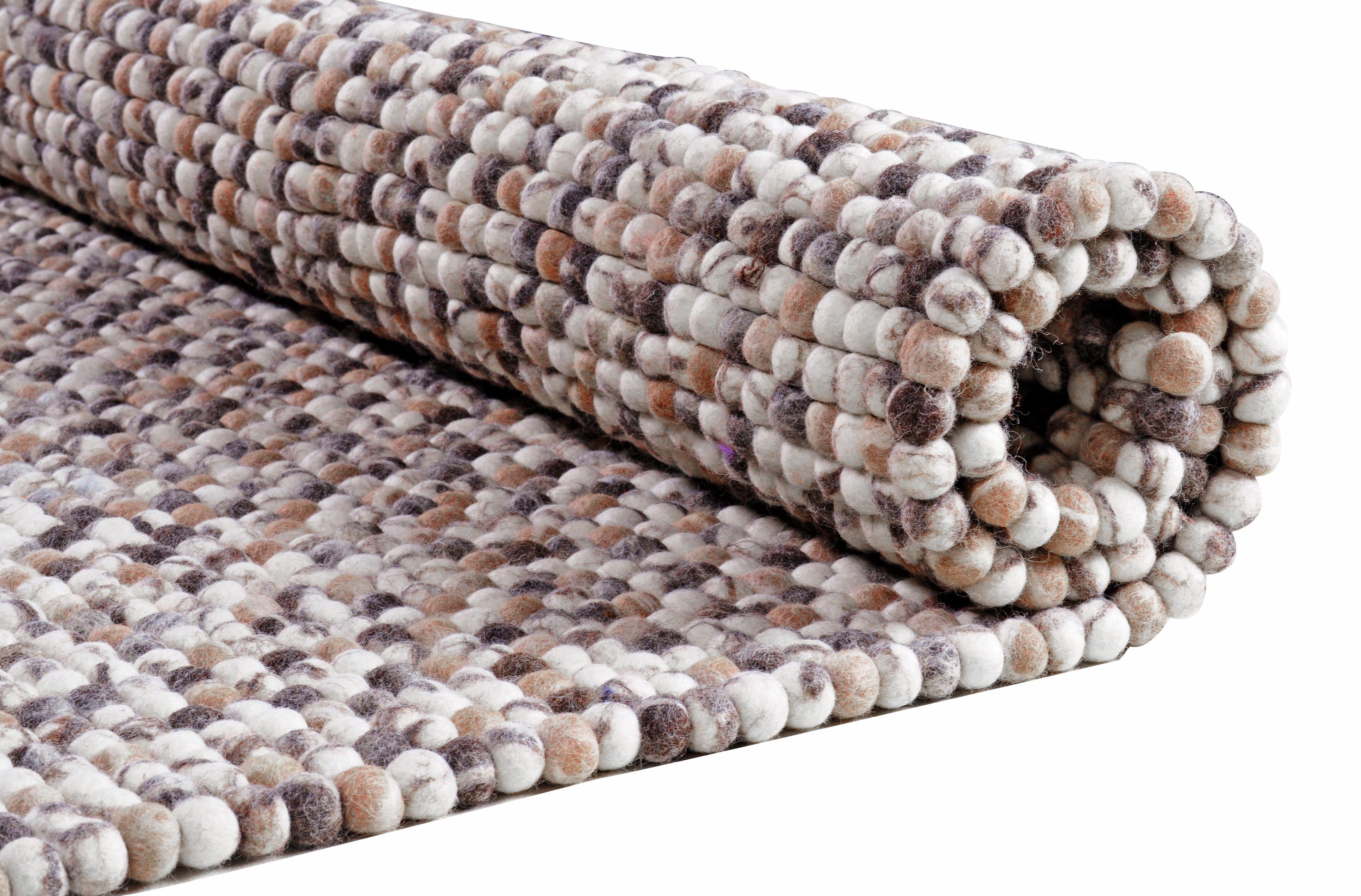 THEKO Wollen kleed Felty 2.2 Viltbolletjes-vloerkleed, zuivere wol, met de hand gemaakt