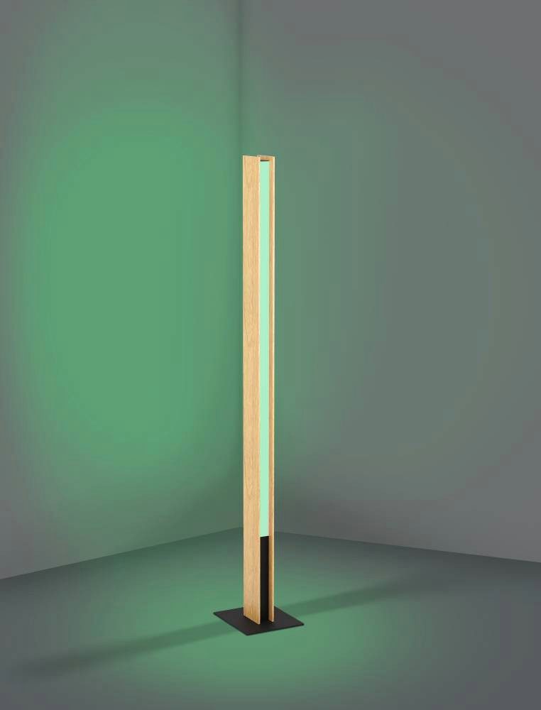 EGLO Staande lamp ANCHORENA-Z vloerlamp, hout, ZigBee 3.0, disco-modus, lamp Timer, app / spraakbesturing Alexa, 150 cm, excl. afstandsbediening (1 stuk)