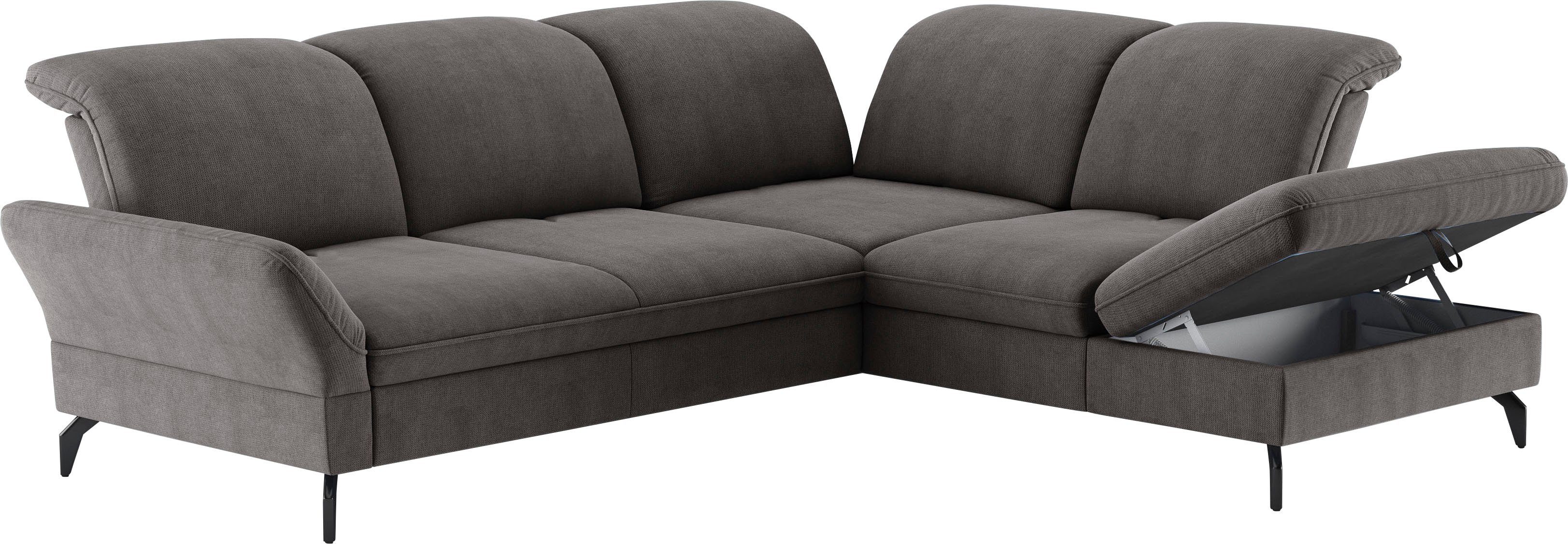 sit&more Hoekbank Leandro L-vorm Naar keuze met bed, hoofdbord en armleuningfunctie, en bergruimte
