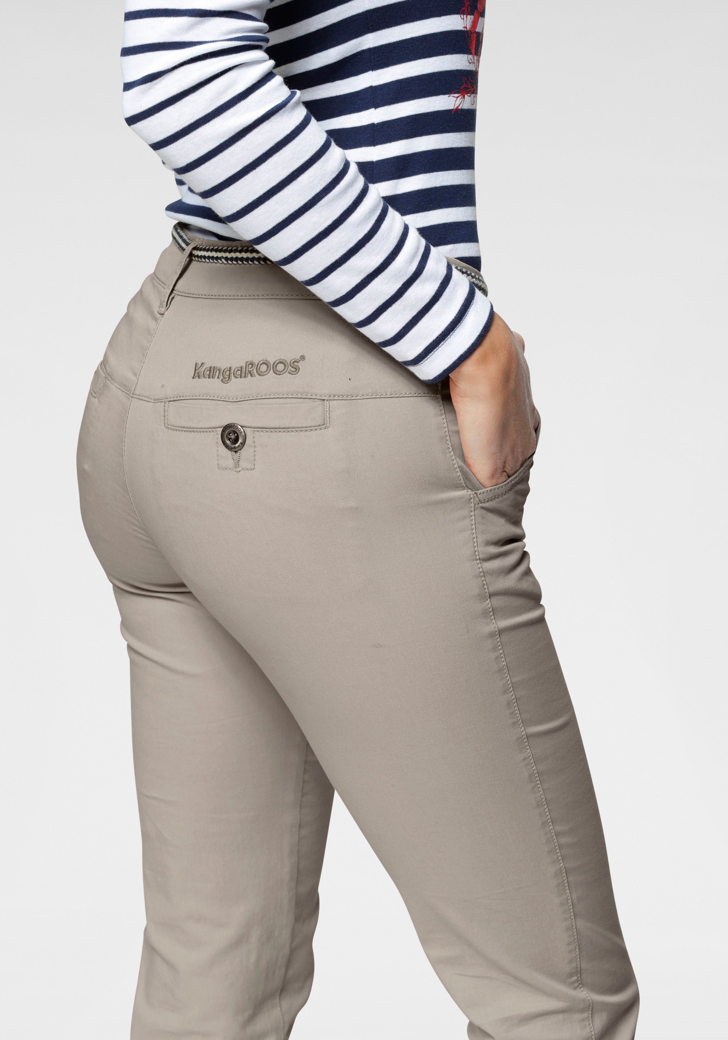 KangaROOS Chino in smal model, met koord te strikken (set, 2-delig, Met riem)