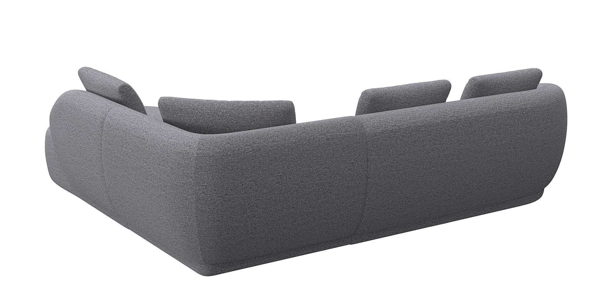 FLEXLUX Hoekbank Torino, rond, L-vorm, bankhoek met ottomane Modern, organisch bankontwerp, koudschuim, golfvering