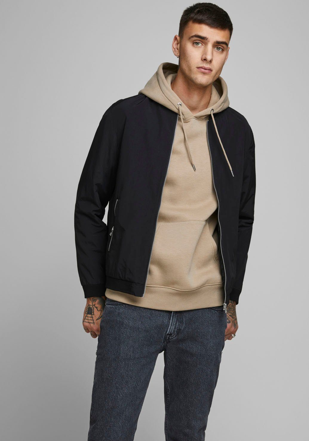 Jack & Jones Bomberjack JJERUSH heren tussenjacks maat XL zwart