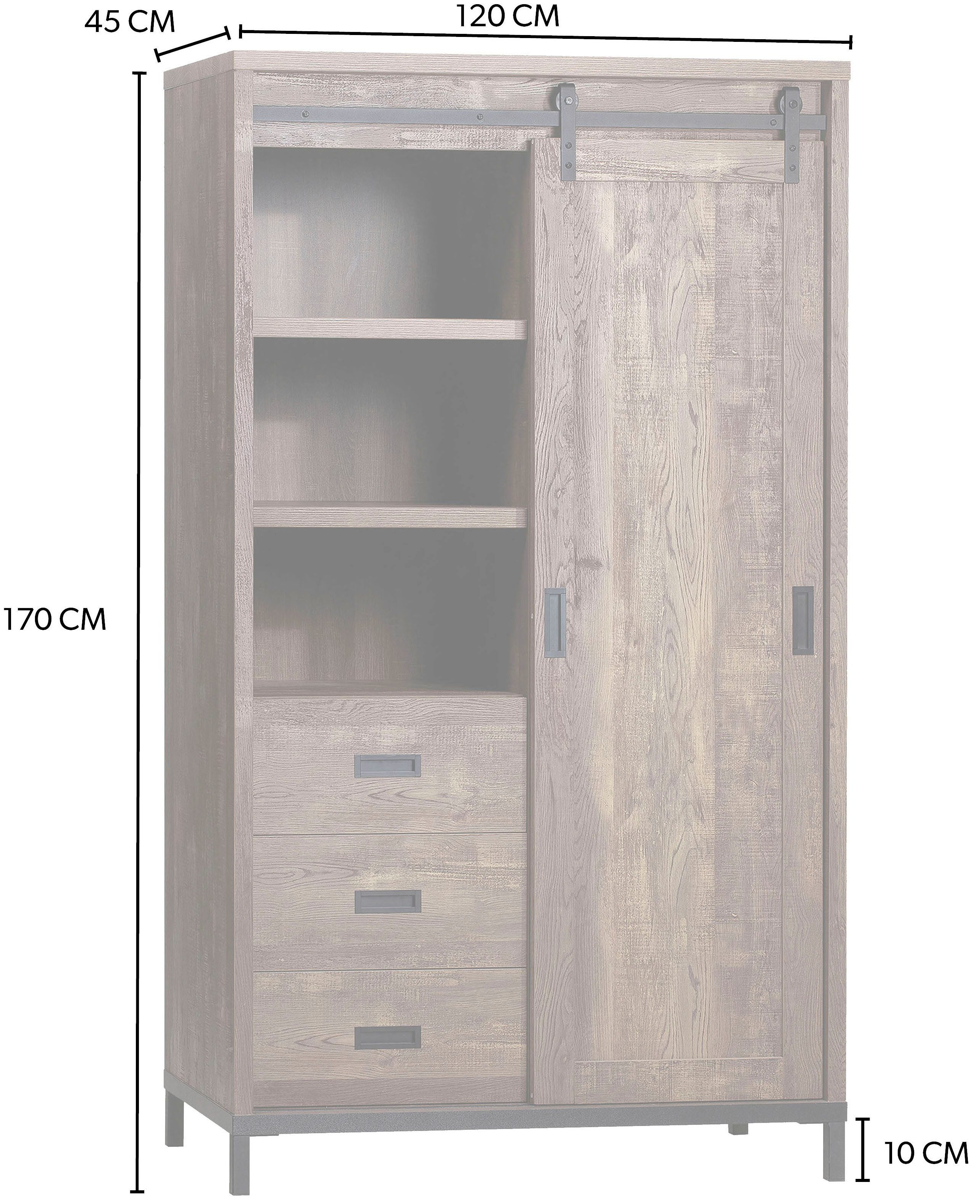 OMG Design Multifunctionele kast Stanley woonkamer kast met schuifdeur, hoogte 170 cm