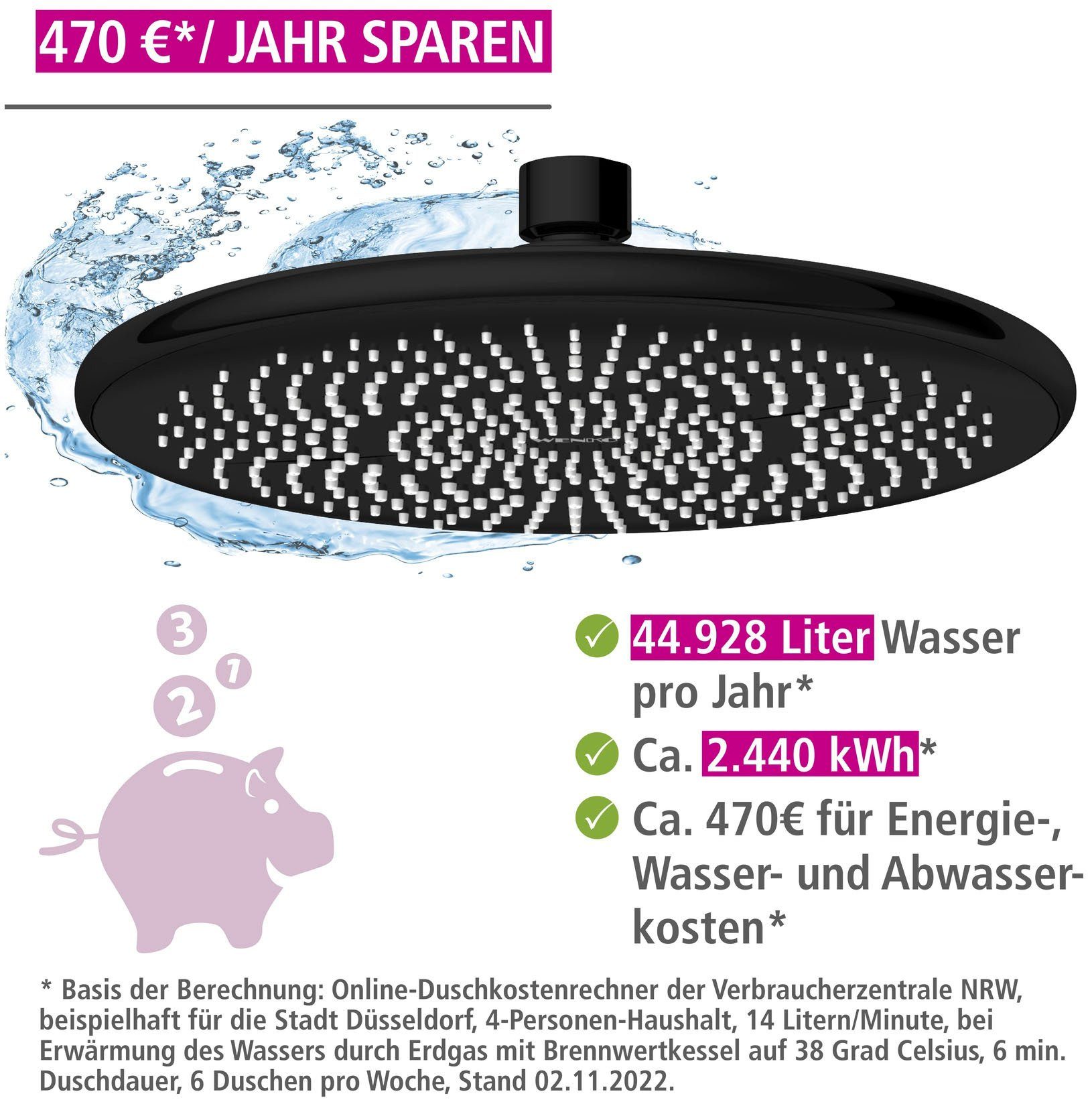 WENKO Regendouchekop Watersaving (1-delig)