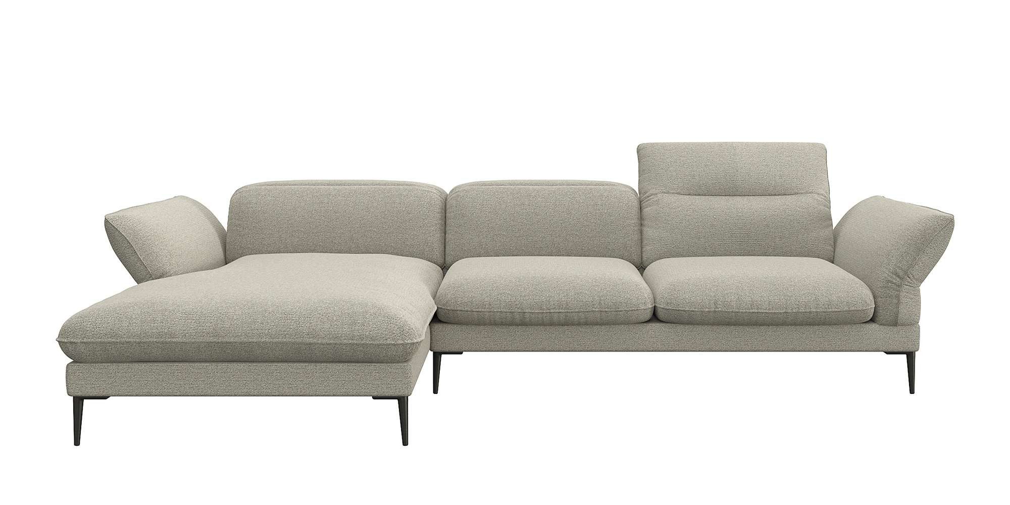 FLEXLUX Hoekbank Salino, functionele bank met recamiere, relaxbank, hoekbank Bank met arm- en hoofdeinde verstellingen, koudschuim & staalgolven