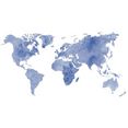 wall-art wandfolie aquarel wereldkaart aqua (1 stuk) blauw