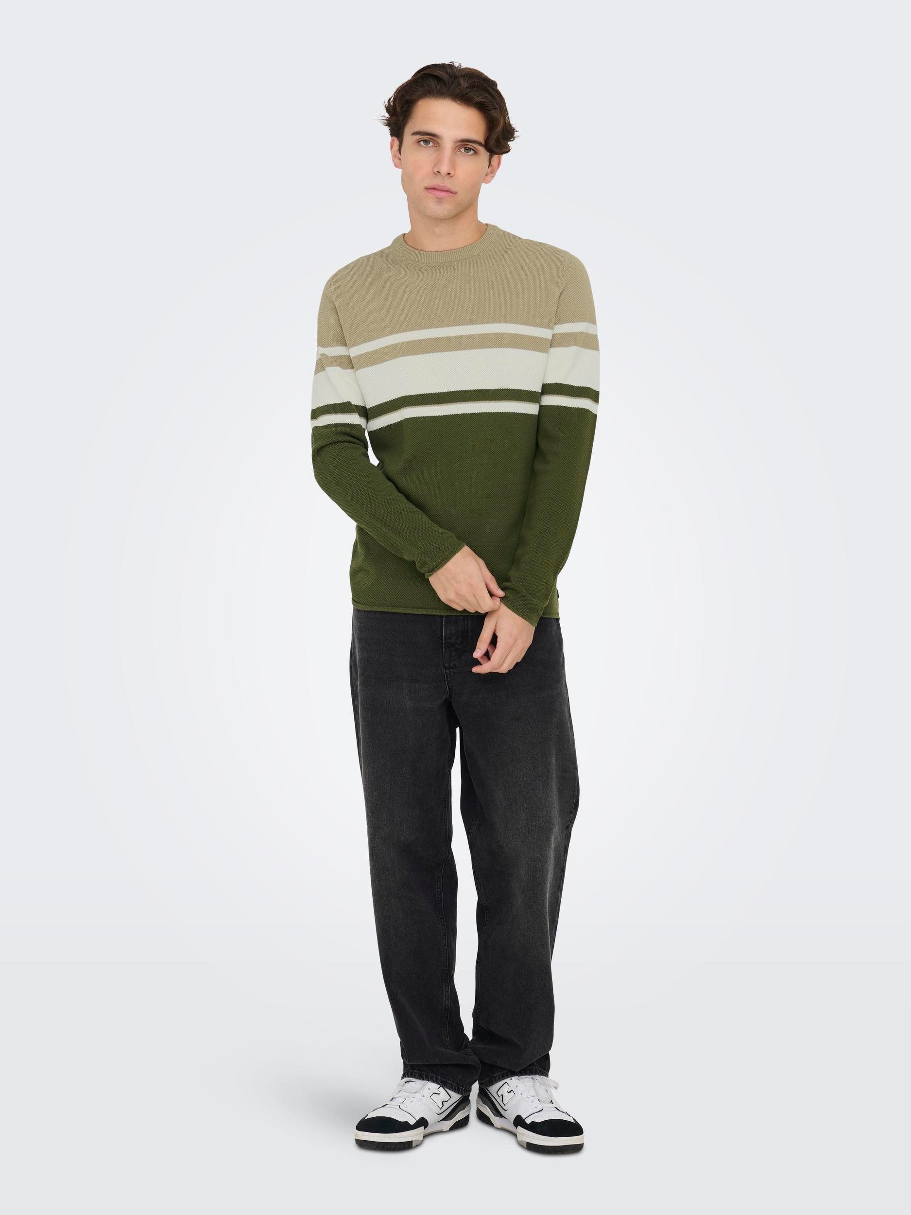 ONLY & SONS Trui met ronde hals ONSNIGUEL REG 12 BLOCK CREW KNIT