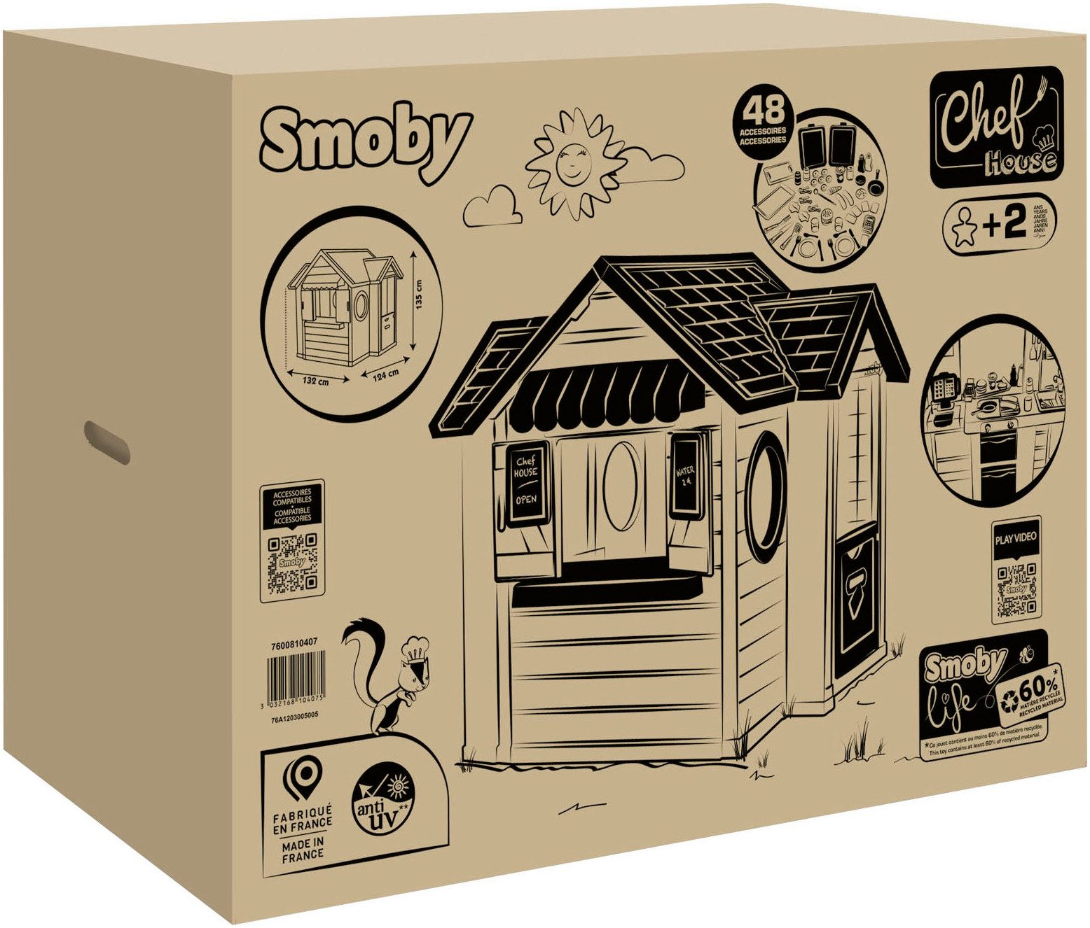 Smoby Speelhuis Smoby Life, Chef Gemaakt in Europa