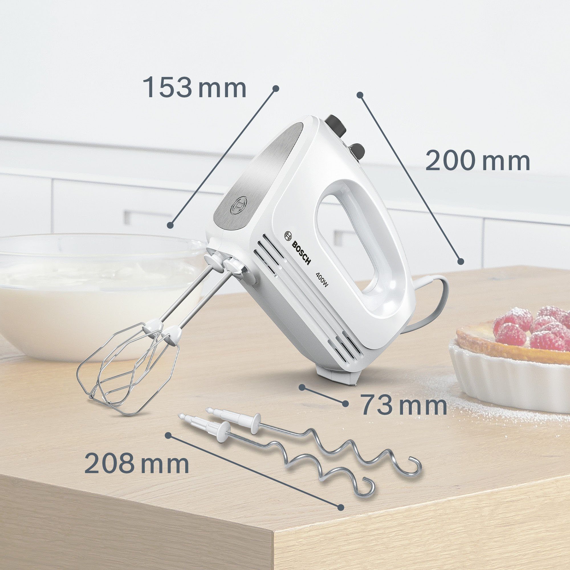 BOSCH Handmixer CleverMixx MFQ24200 Uitzetknop, lichtgewicht behuizing, Made in Europe