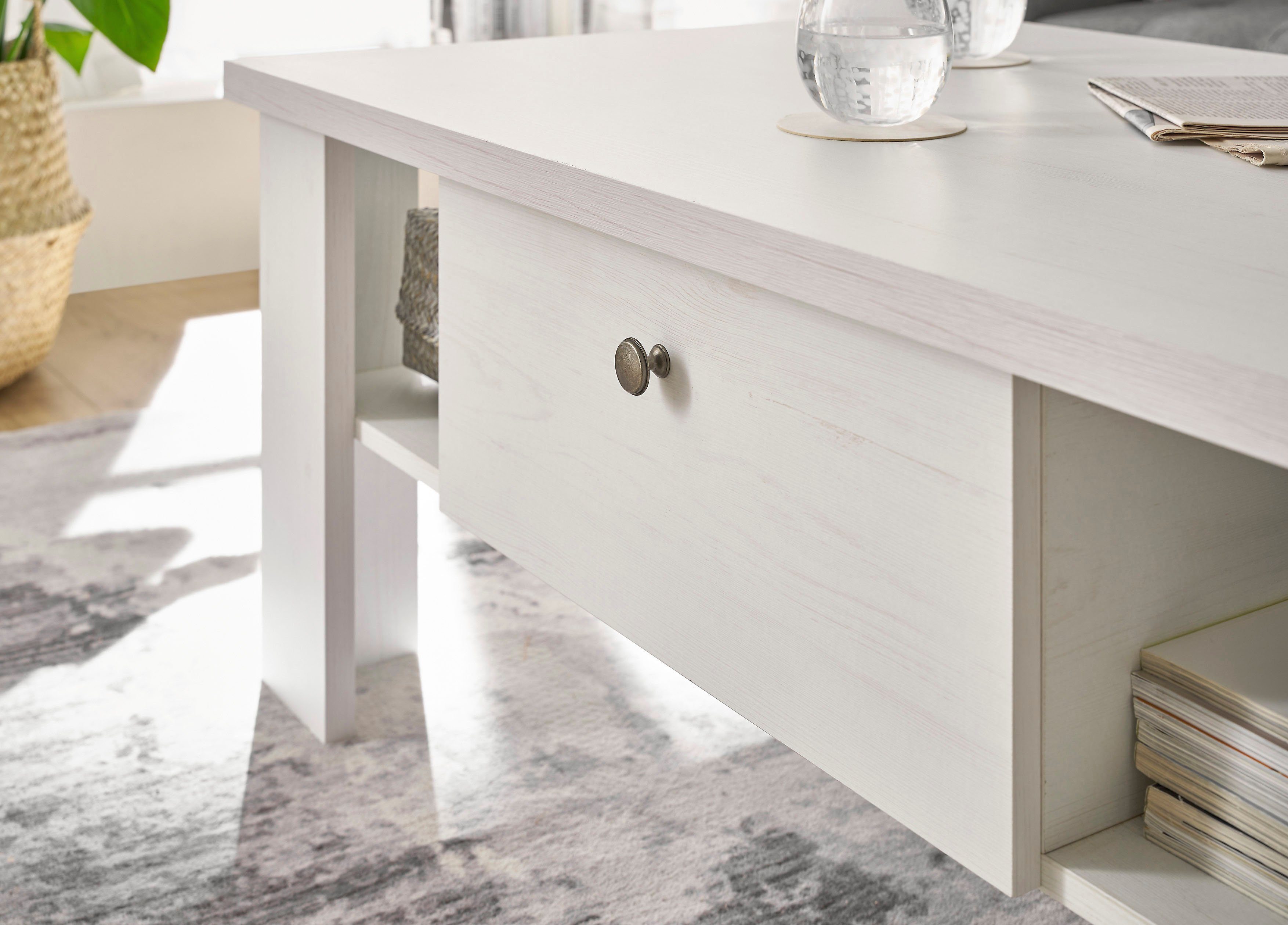 Home affaire Salontafel Ravenna in tijdloze landelijke stijl, breedte 107 cm, grepen van metaal